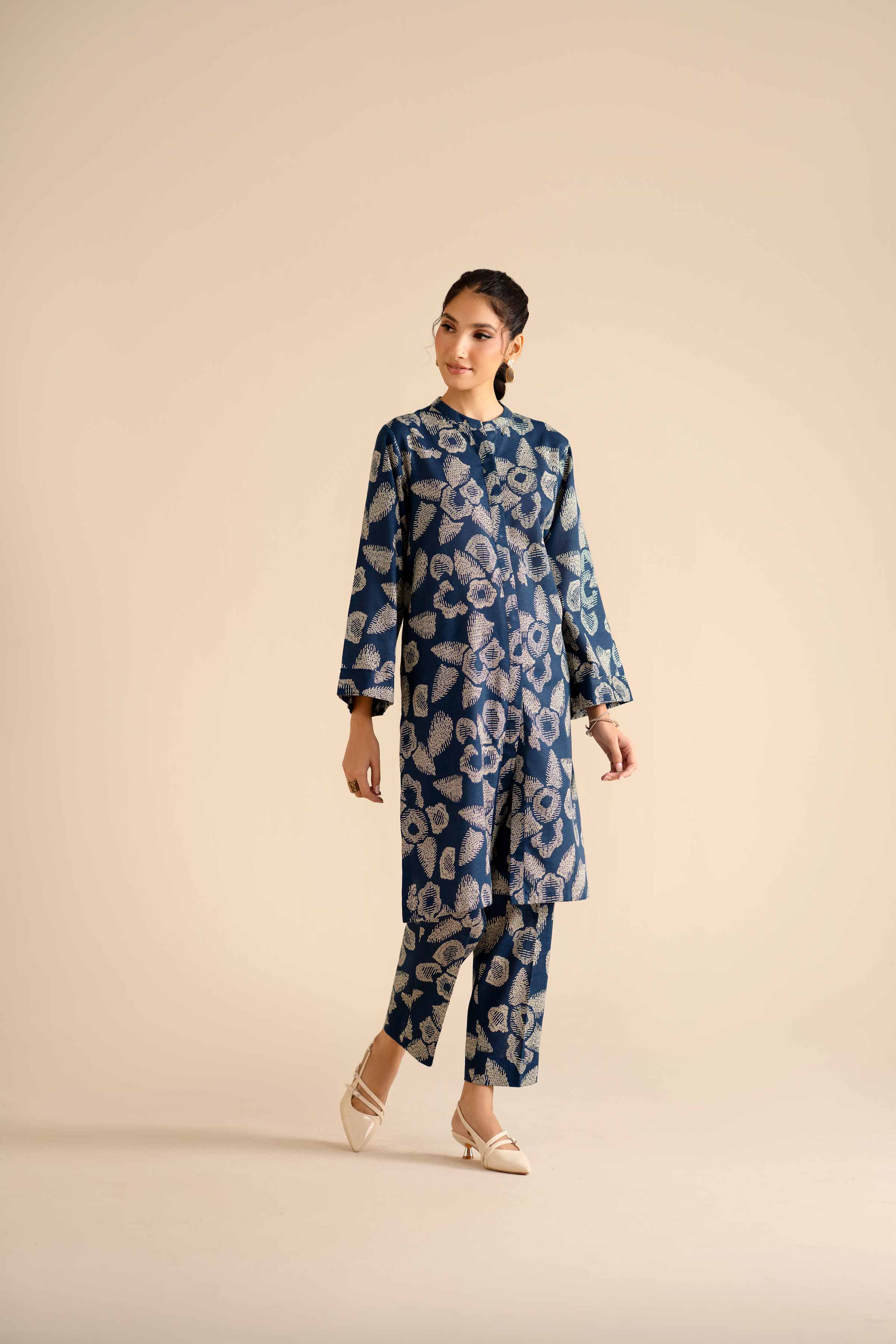 NISHATUAE - Blue Printed Karandi 2-piece Ready to wear Dress