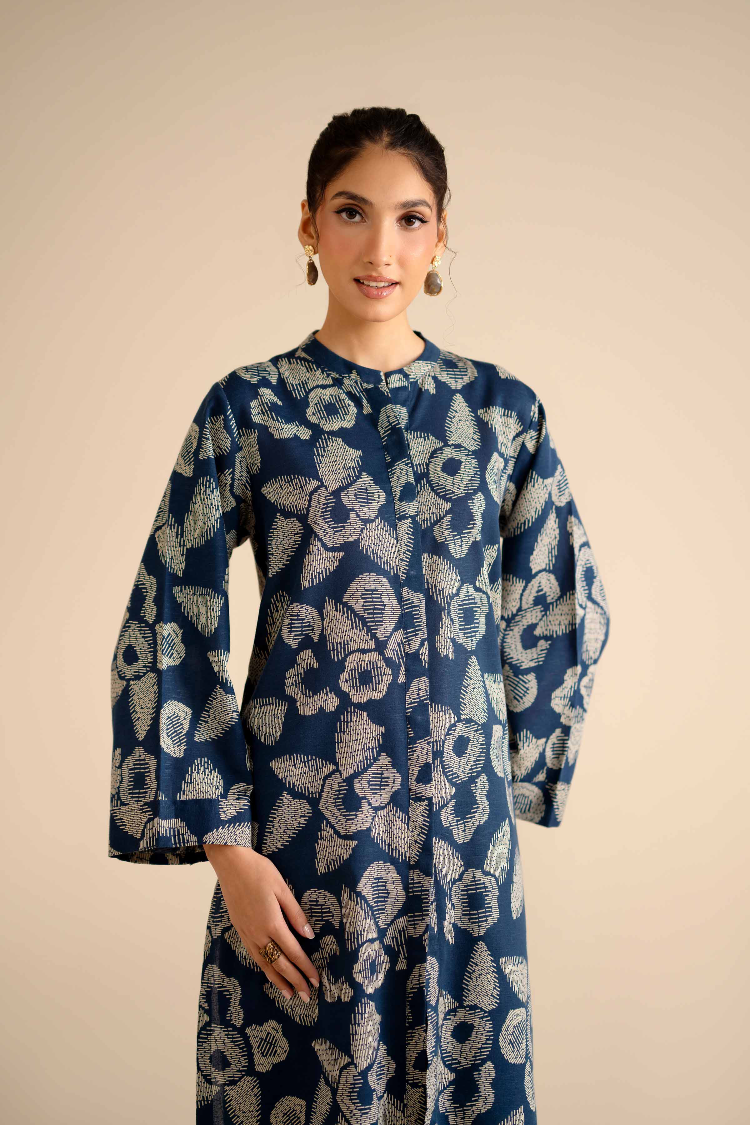 NISHATUAE - Blue Printed Karandi 2-piece Ready to wear Dress