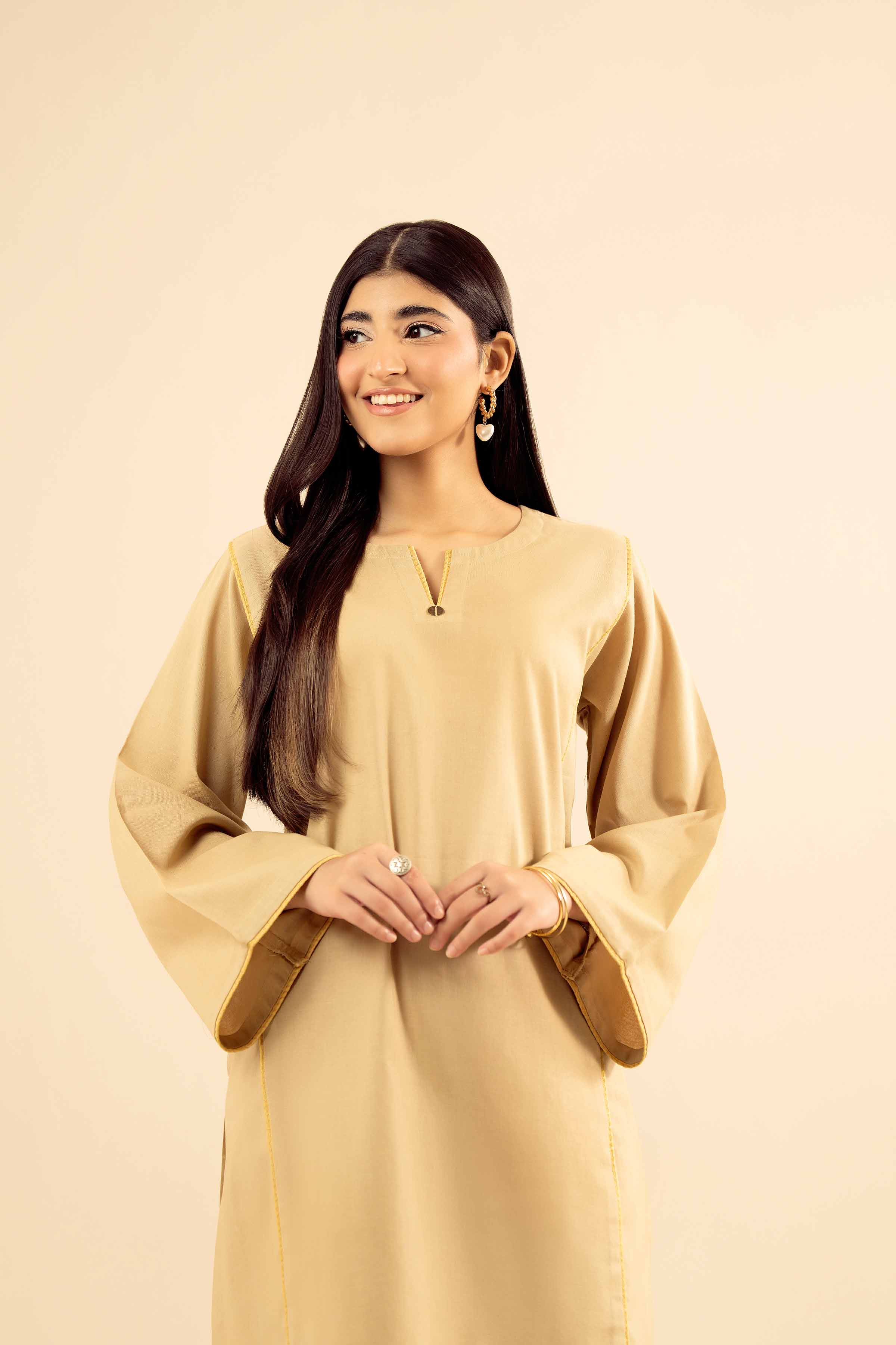 NISHATUAE - Brown Embroidered Cotton 2-piece Ready to wear Dress