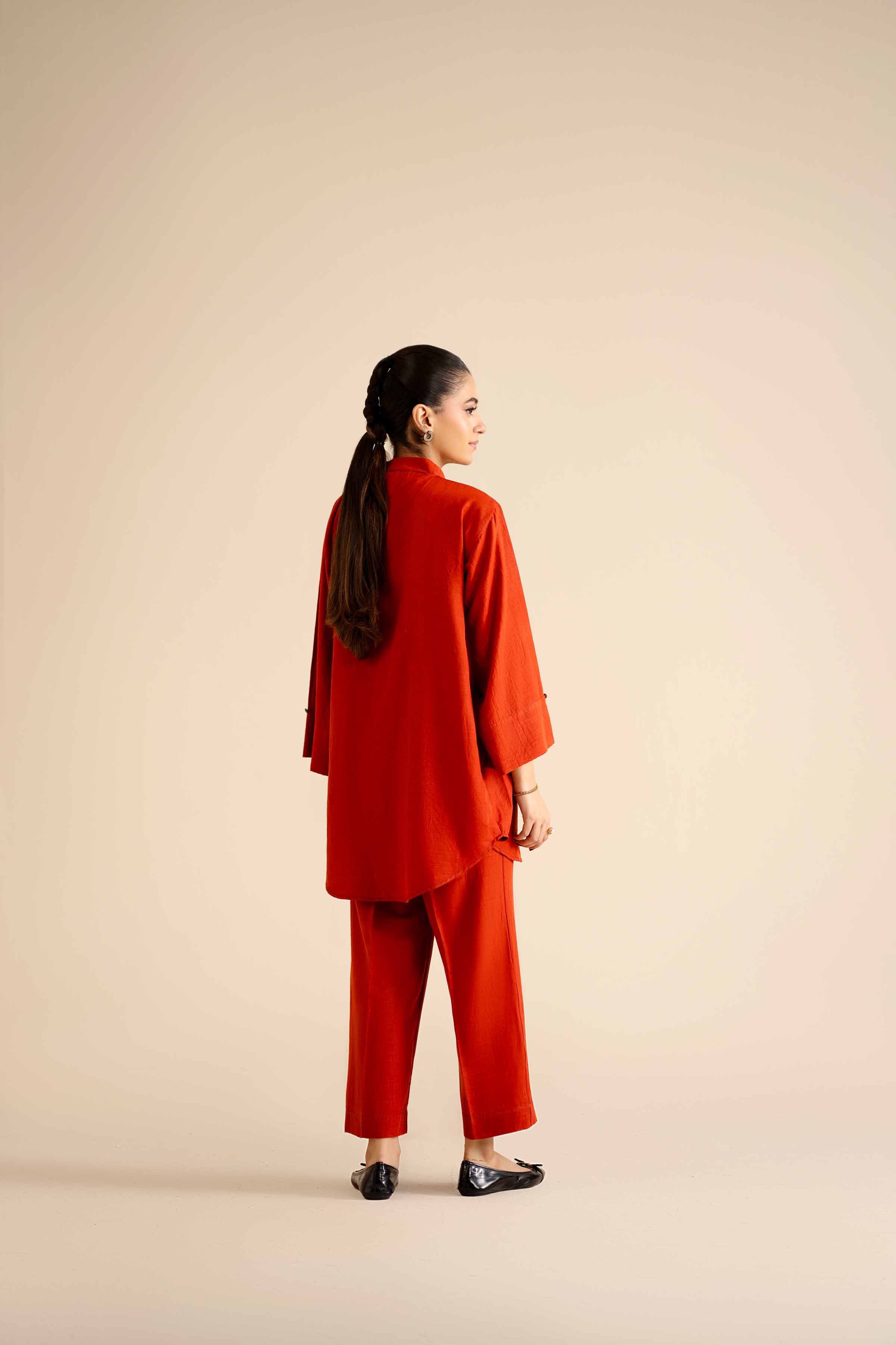 NISHATUAE - Orange Solids Silk 2-piece Ready to wear Dress