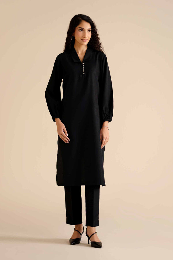 NISHATUAE - Black Solids Silk 2-piece Ready to wear Dress