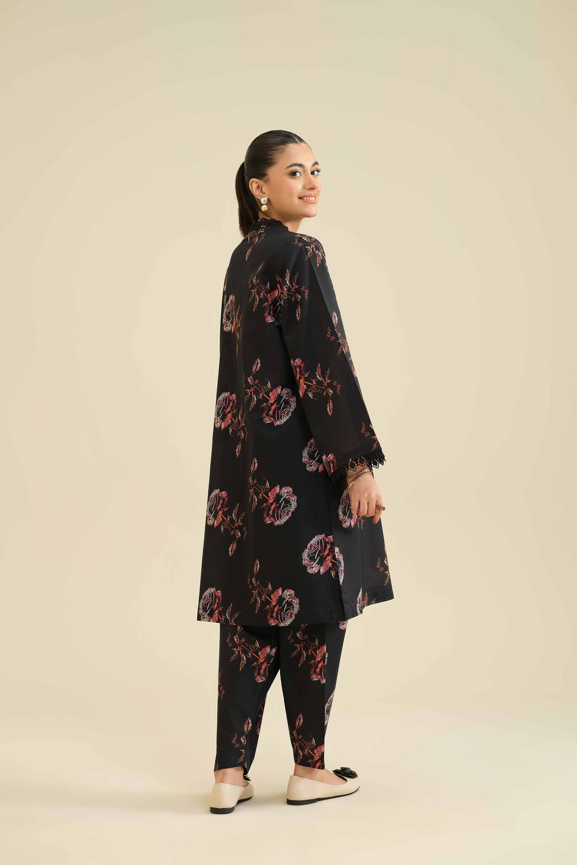 NISHATUAE - Black Printed Cambric 2-piece Ready to wear Dress