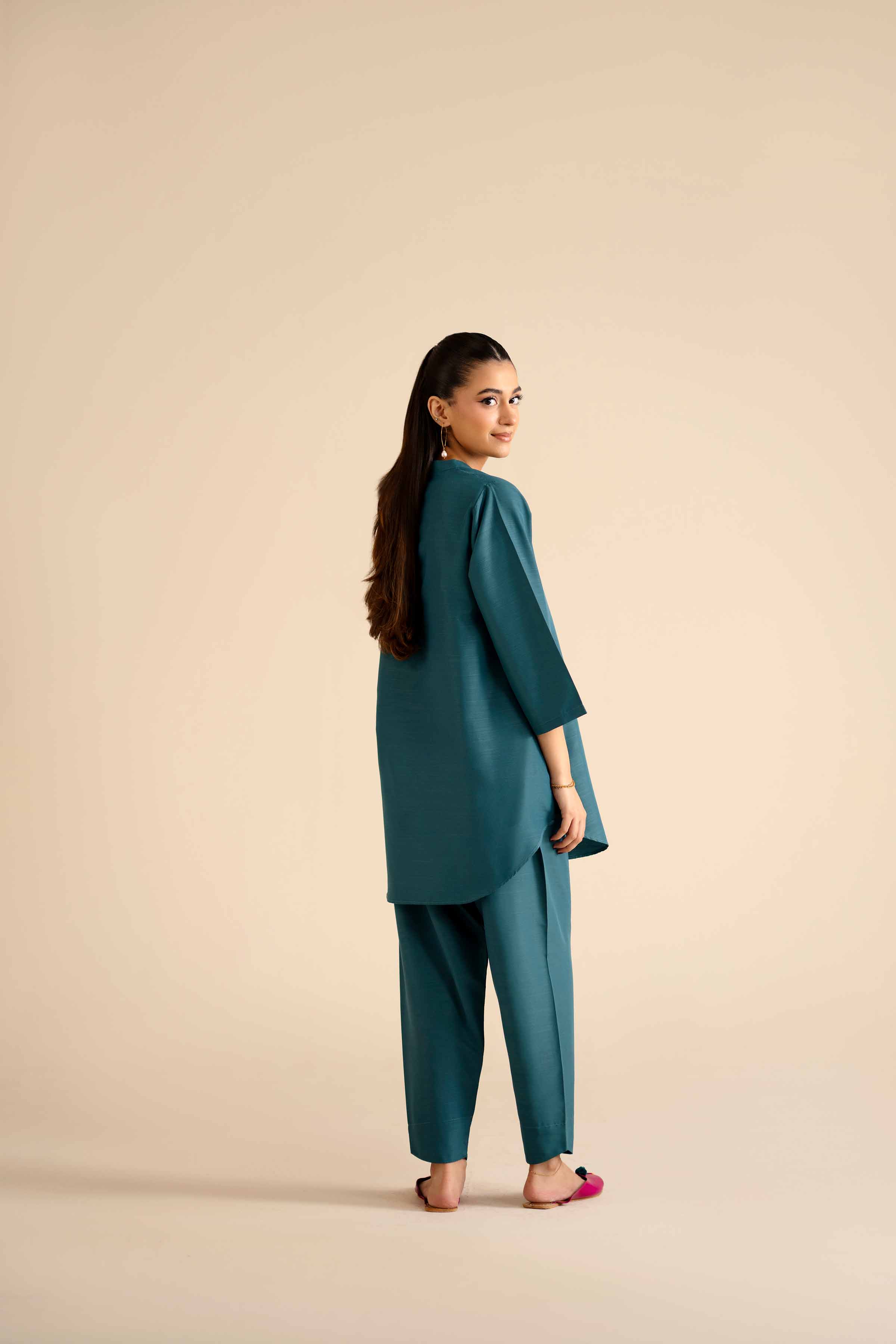 NISHATUAE - Green Solids Silk 2-piece Ready to wear Dress