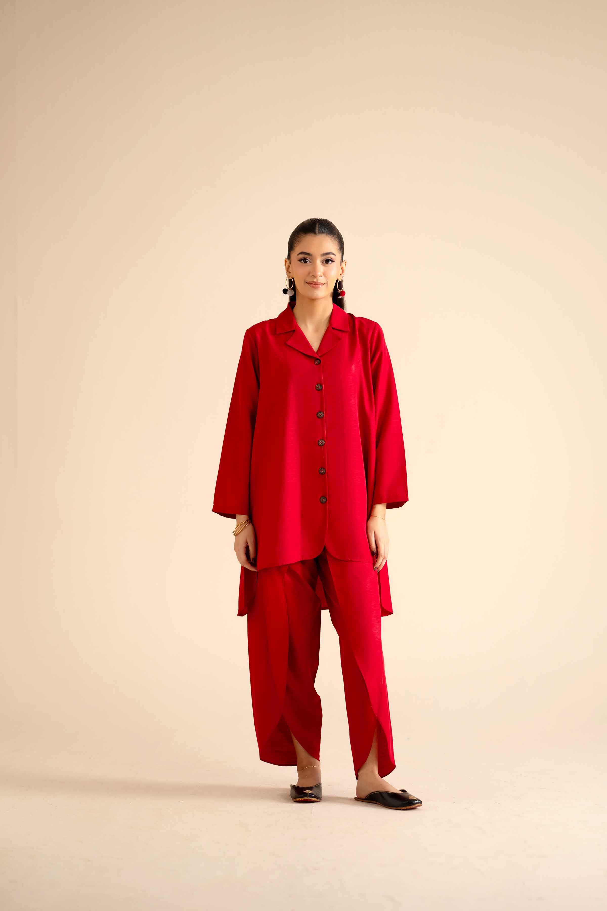 NISHATUAE - Red Solids Silk 2-piece Ready to wear Dress
