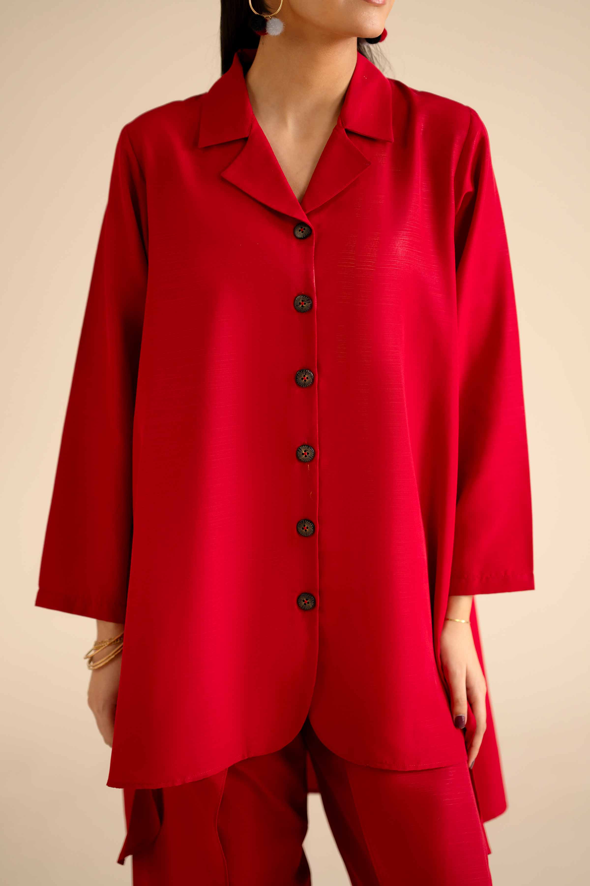 NISHATUAE - Red Solids Silk 2-piece Ready to wear Dress