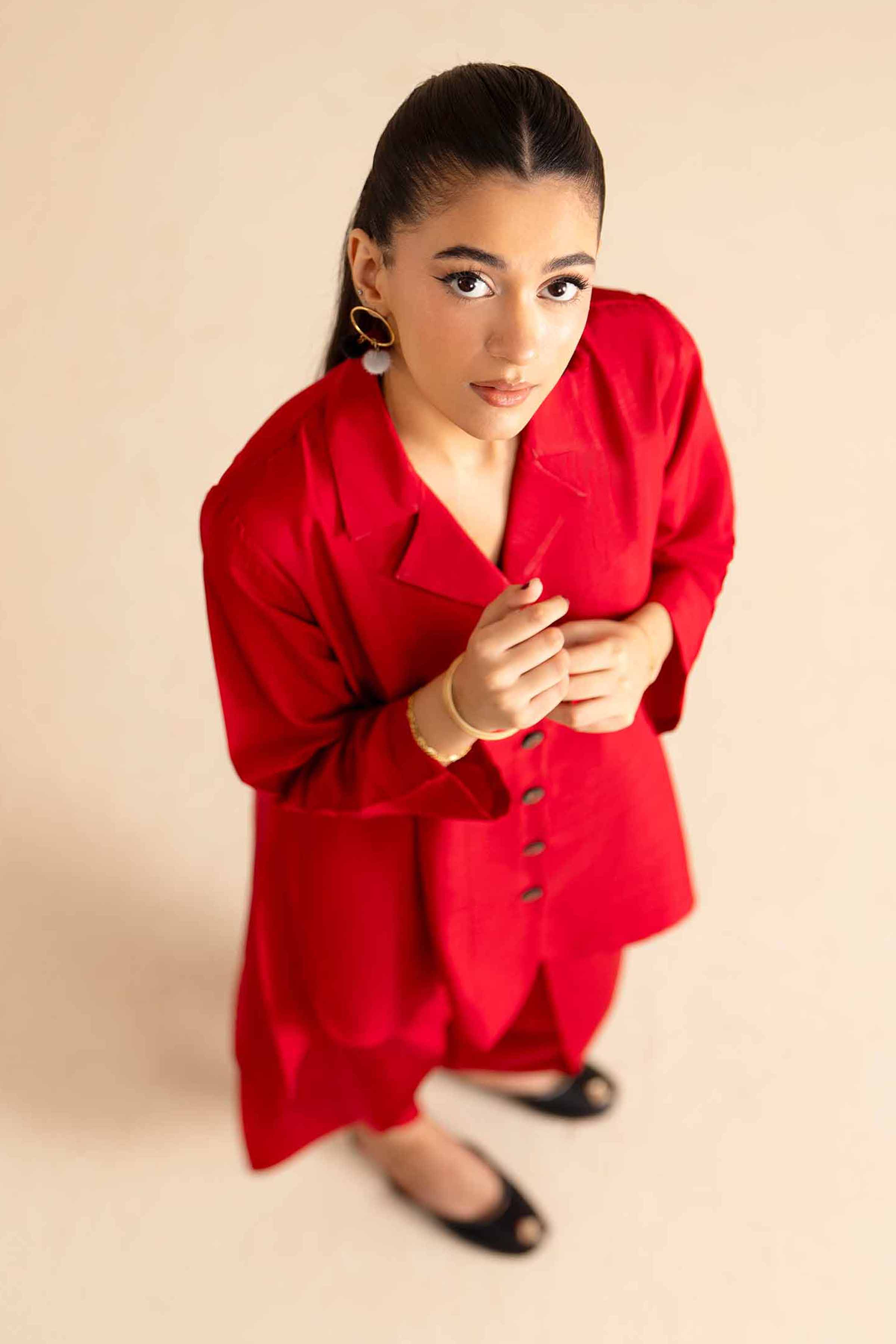 NISHATUAE - Red Solids Silk 2-piece Ready to wear Dress