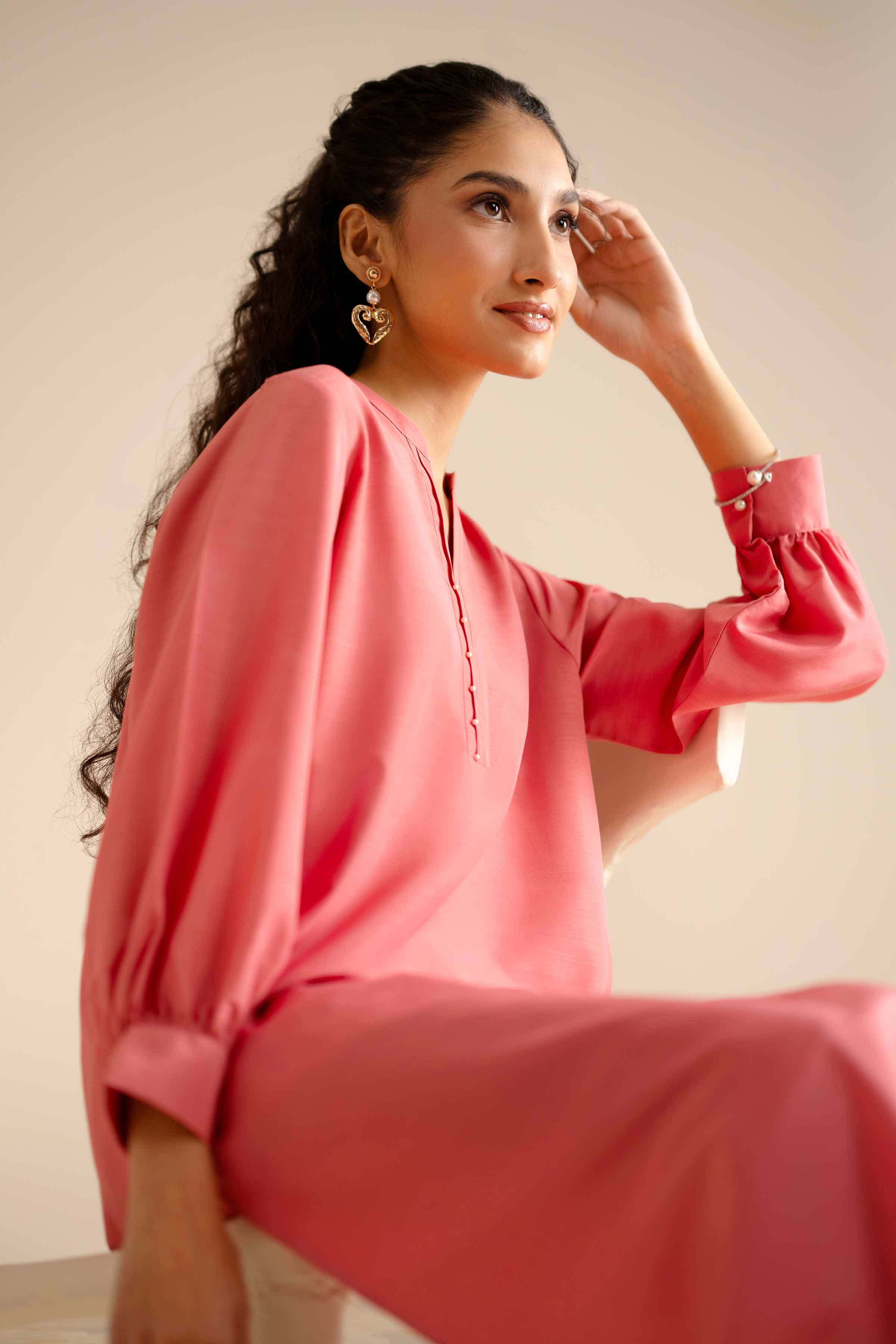 NISHATUAE - Orange Solids Silk 2-piece Ready to wear Dress