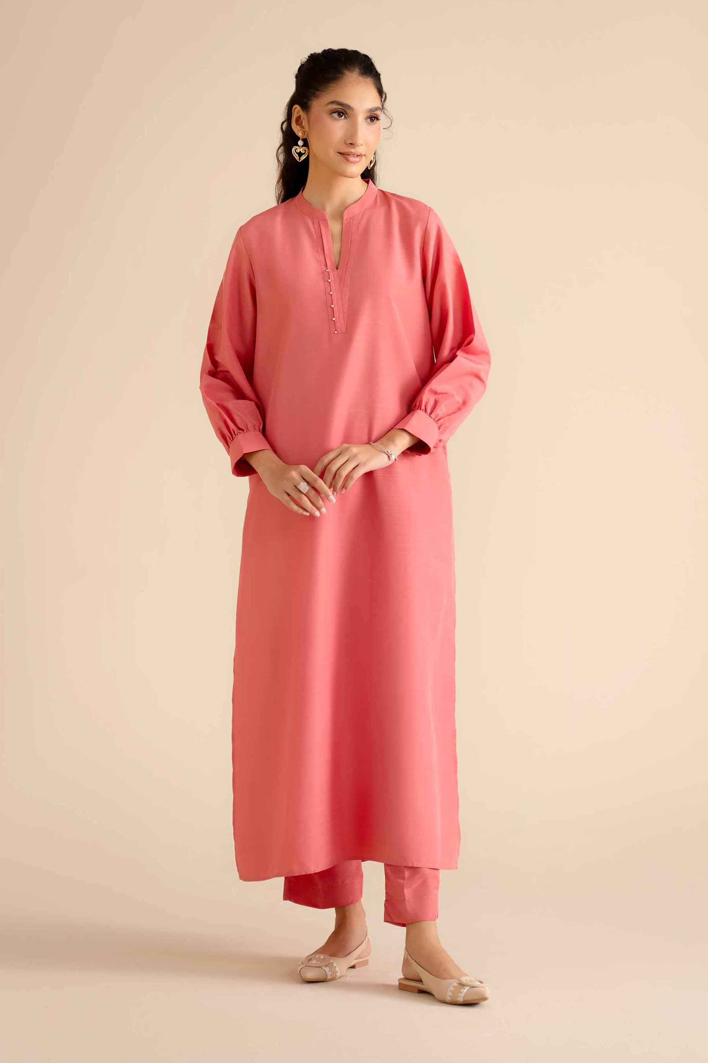 NISHATUAE - Orange Solids Silk 2-piece Ready to wear Dress