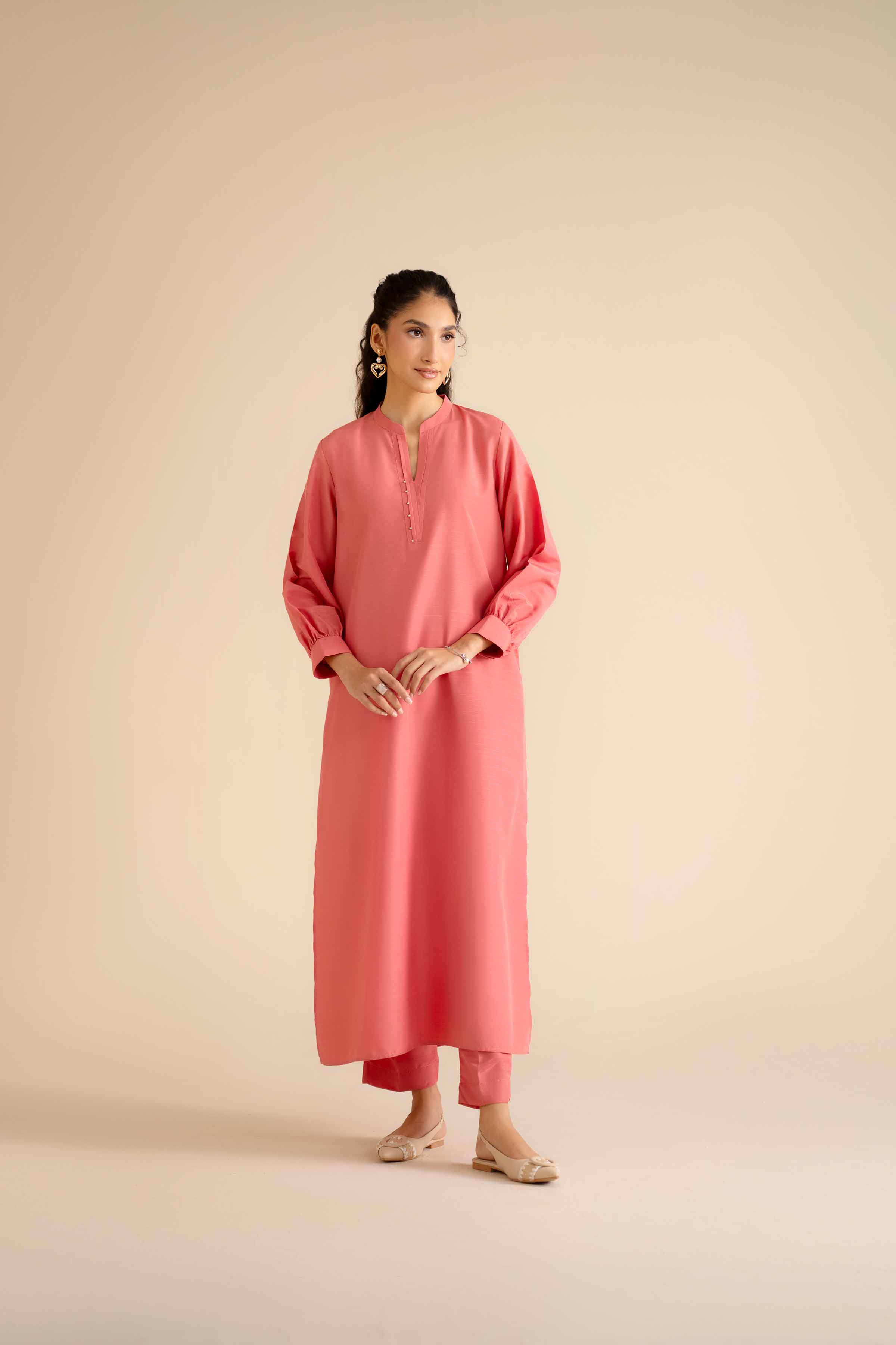 NISHATUAE - Orange Solids Silk 2-piece Ready to wear Dress