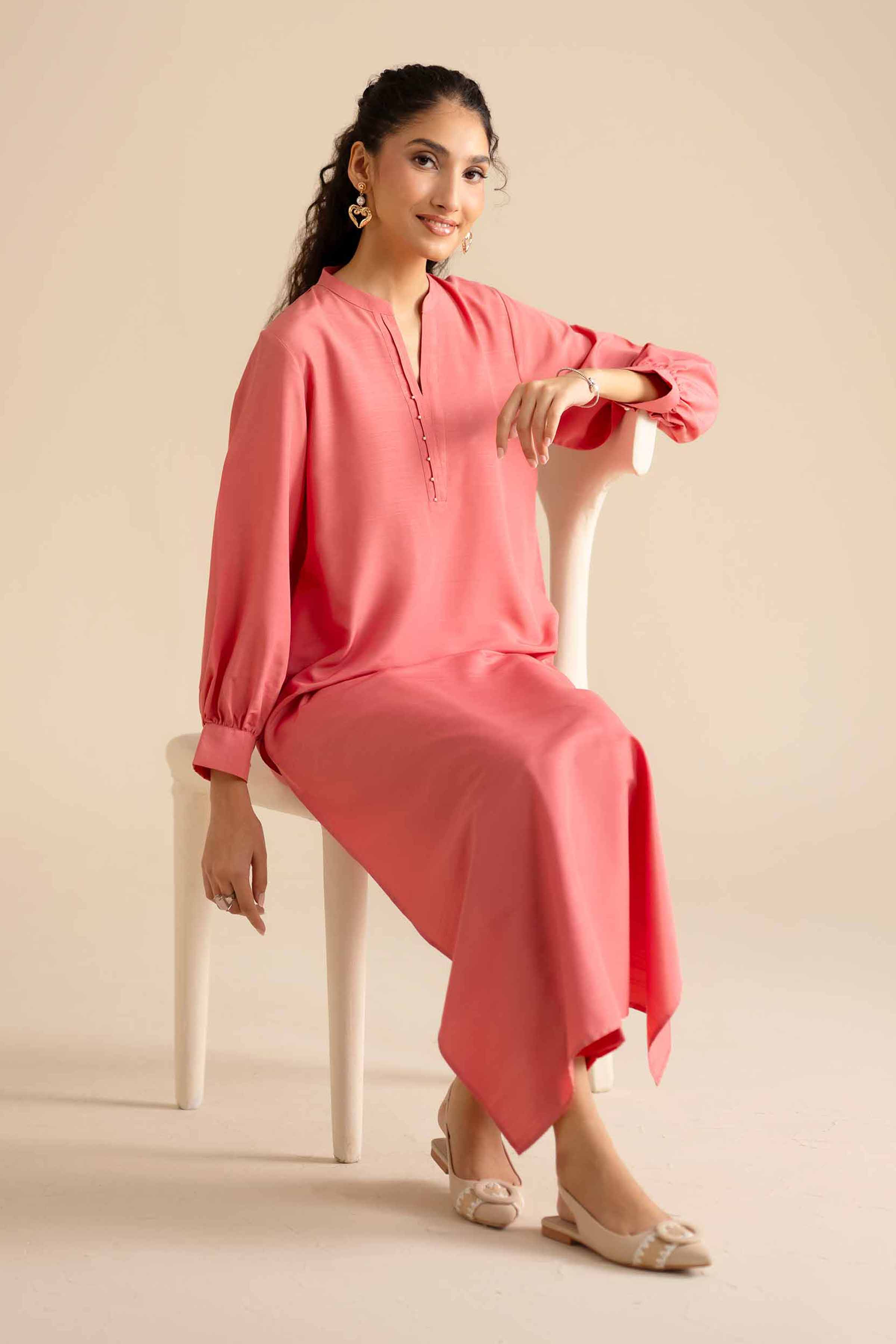 NISHATUAE - Orange Solids Silk 2-piece Ready to wear Dress