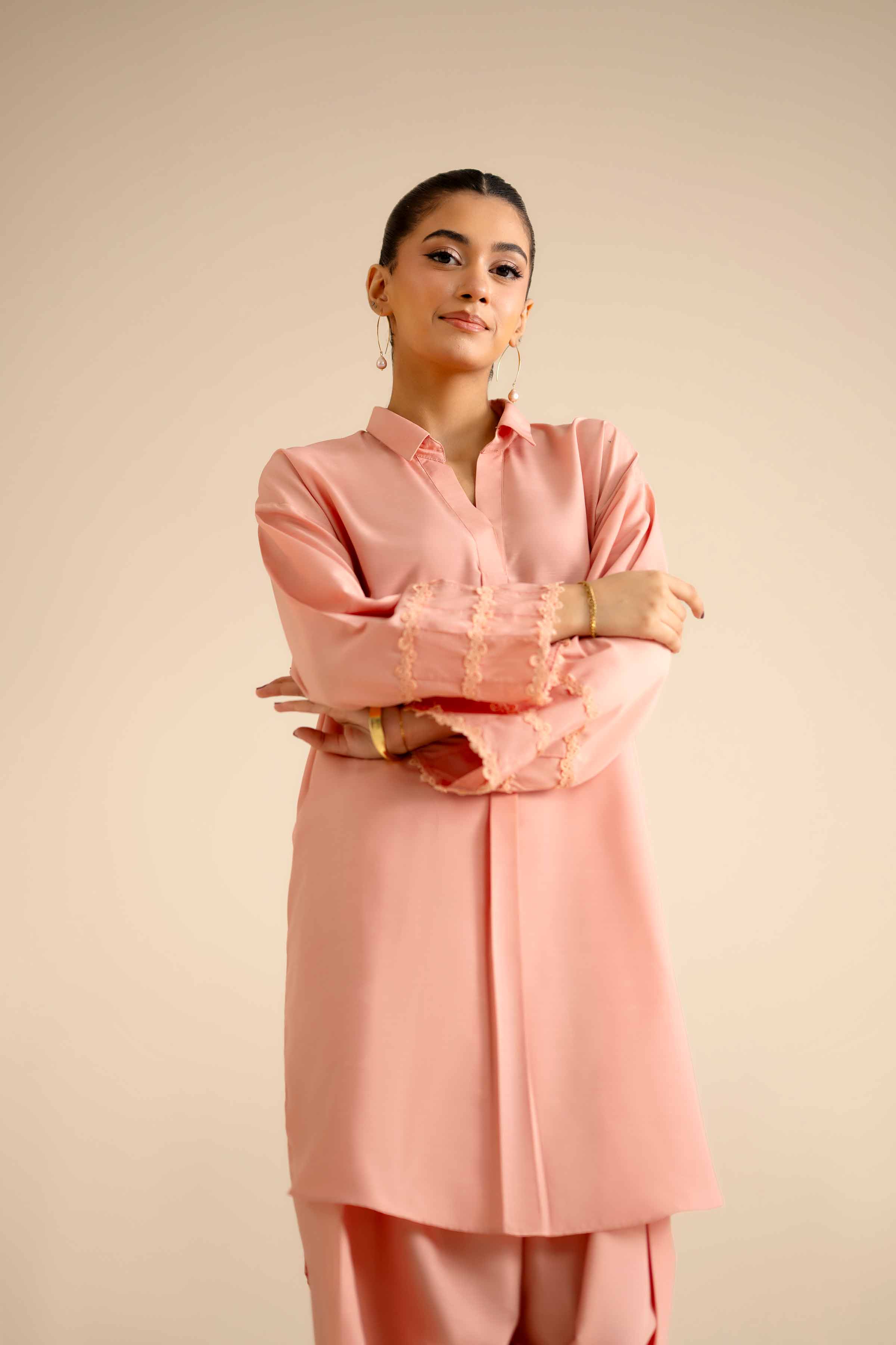 NISHATUAE - Pink Solids Silk 2-piece Ready to wear Dress