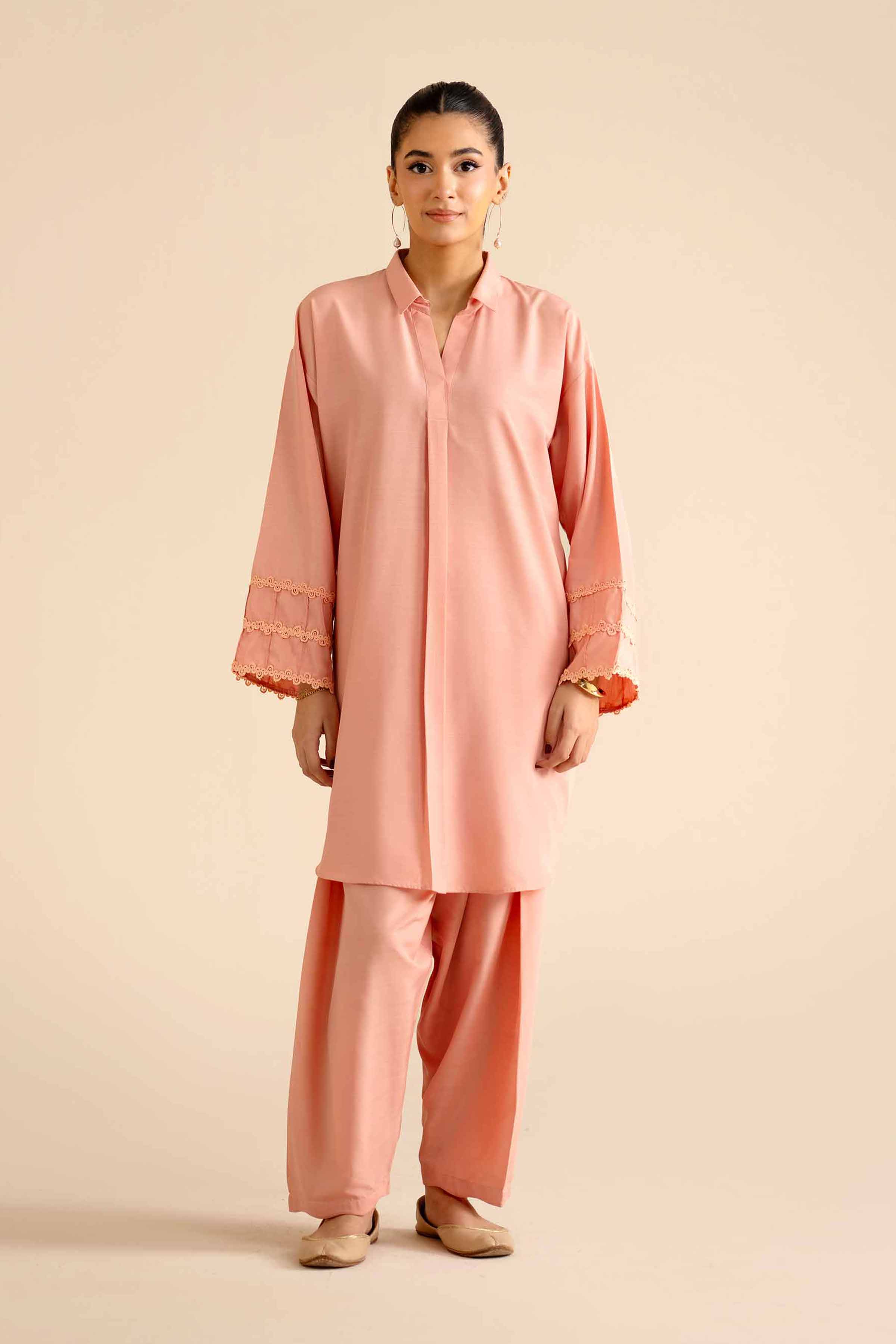 NISHATUAE - Pink Solids Silk 2-piece Ready to wear Dress