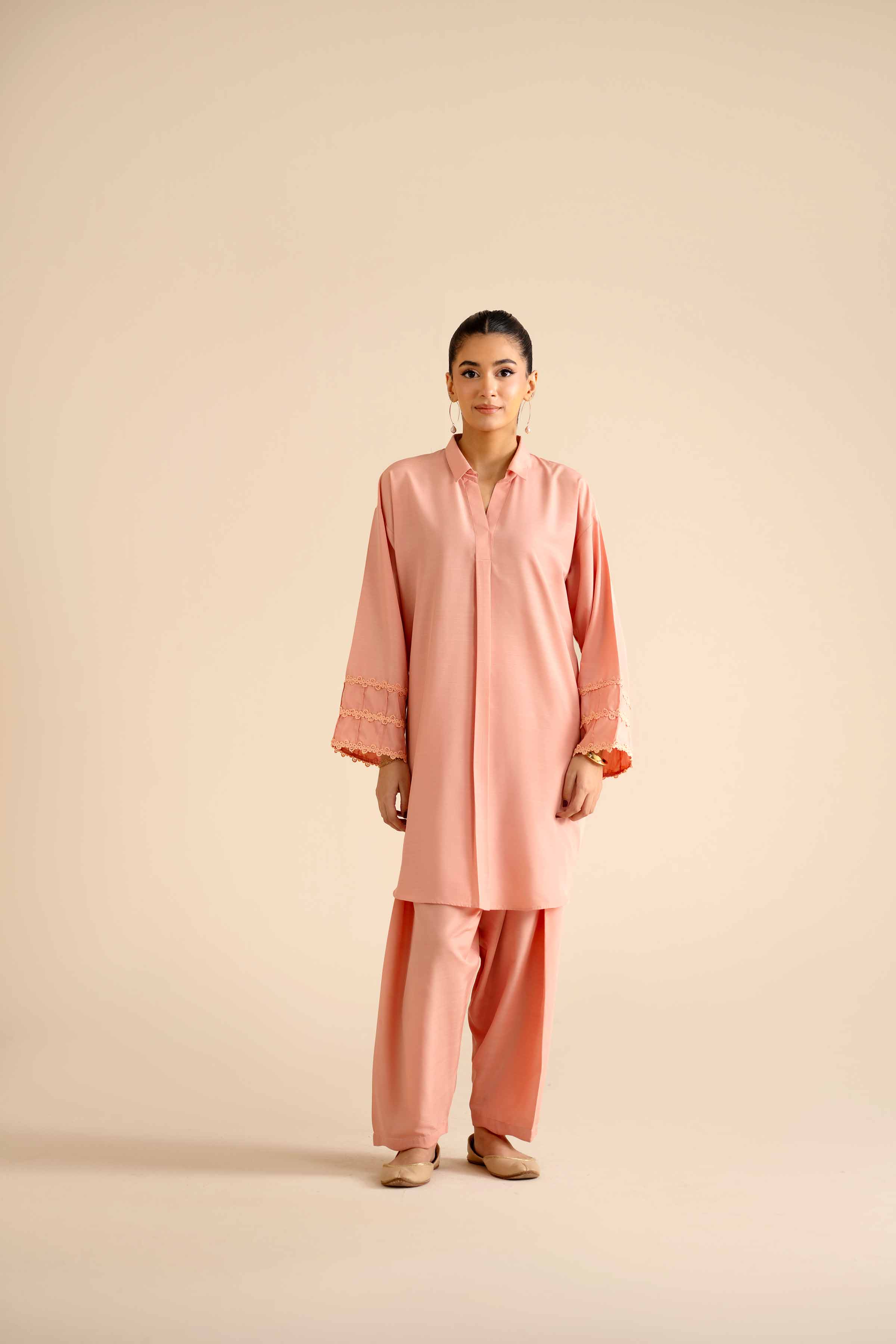 NISHATUAE - Pink Solids Silk 2-piece Ready to wear Dress