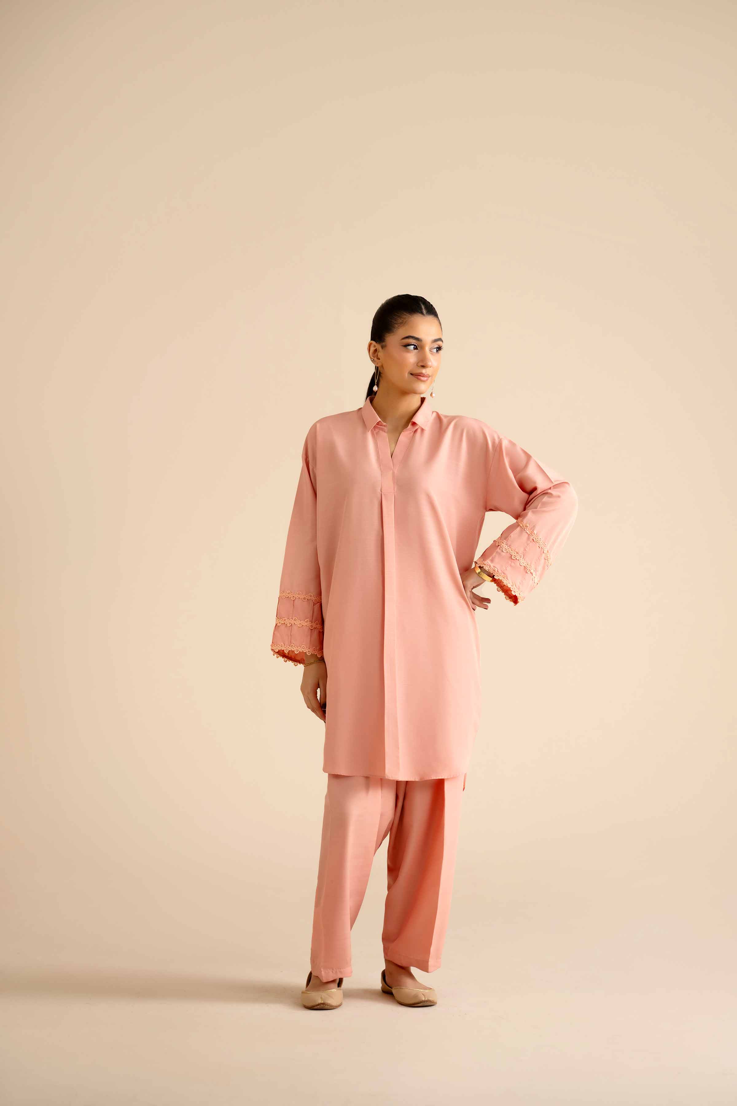 NISHATUAE - Pink Solids Silk 2-piece Ready to wear Dress