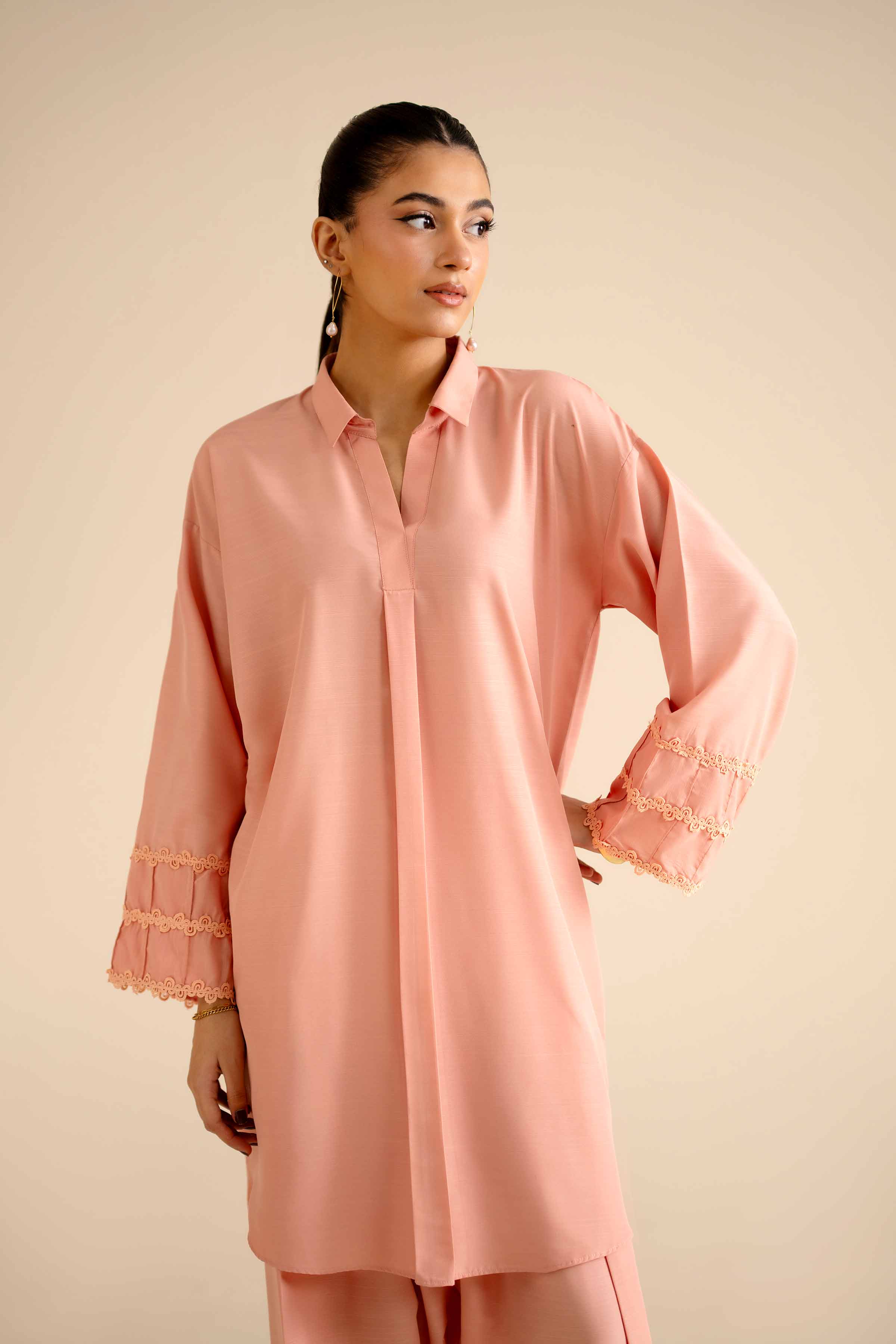 NISHATUAE - Pink Solids Silk 2-piece Ready to wear Dress