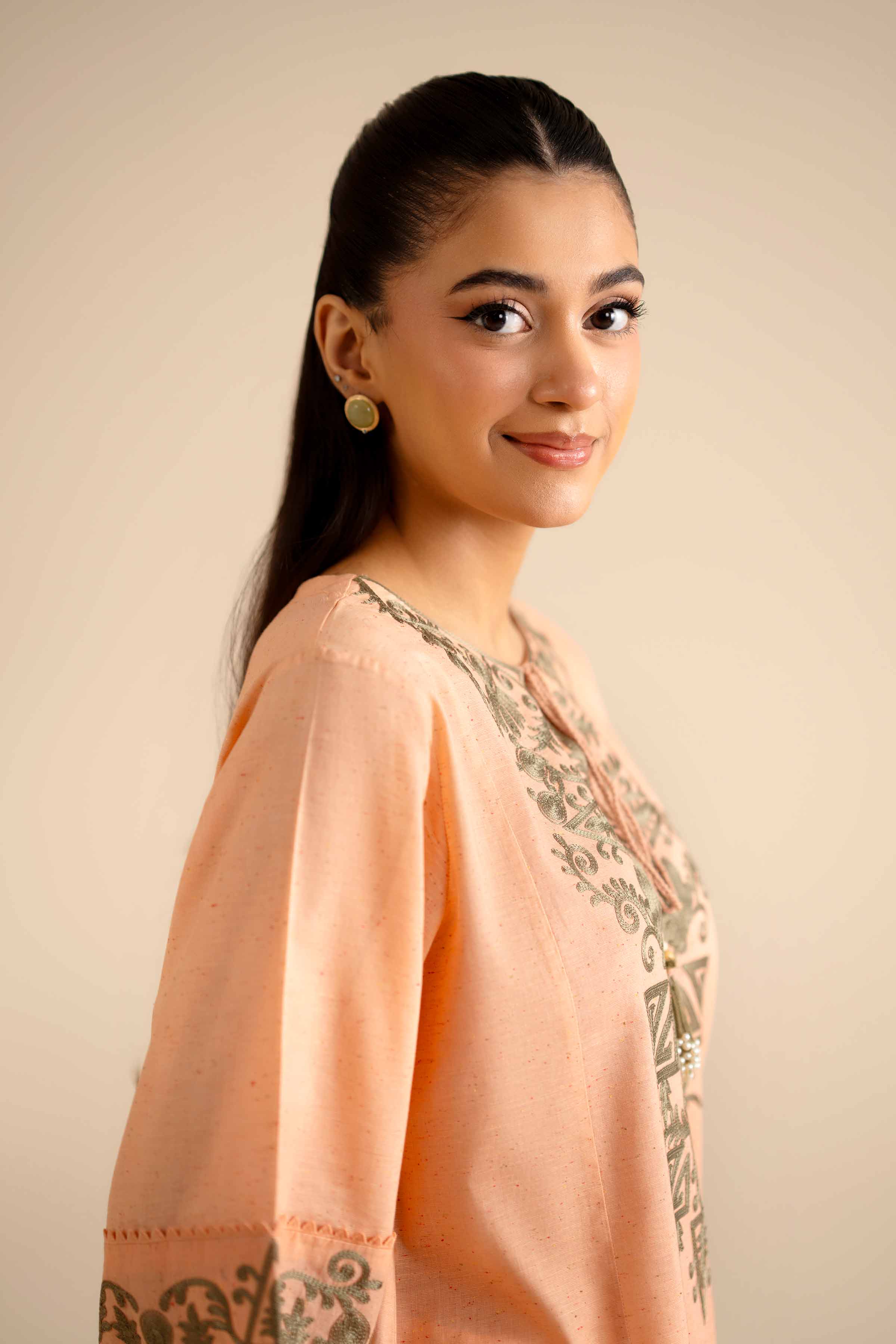 NISHATUAE - Orange Embroidered Khaddar 2-piece Ready to wear Dress