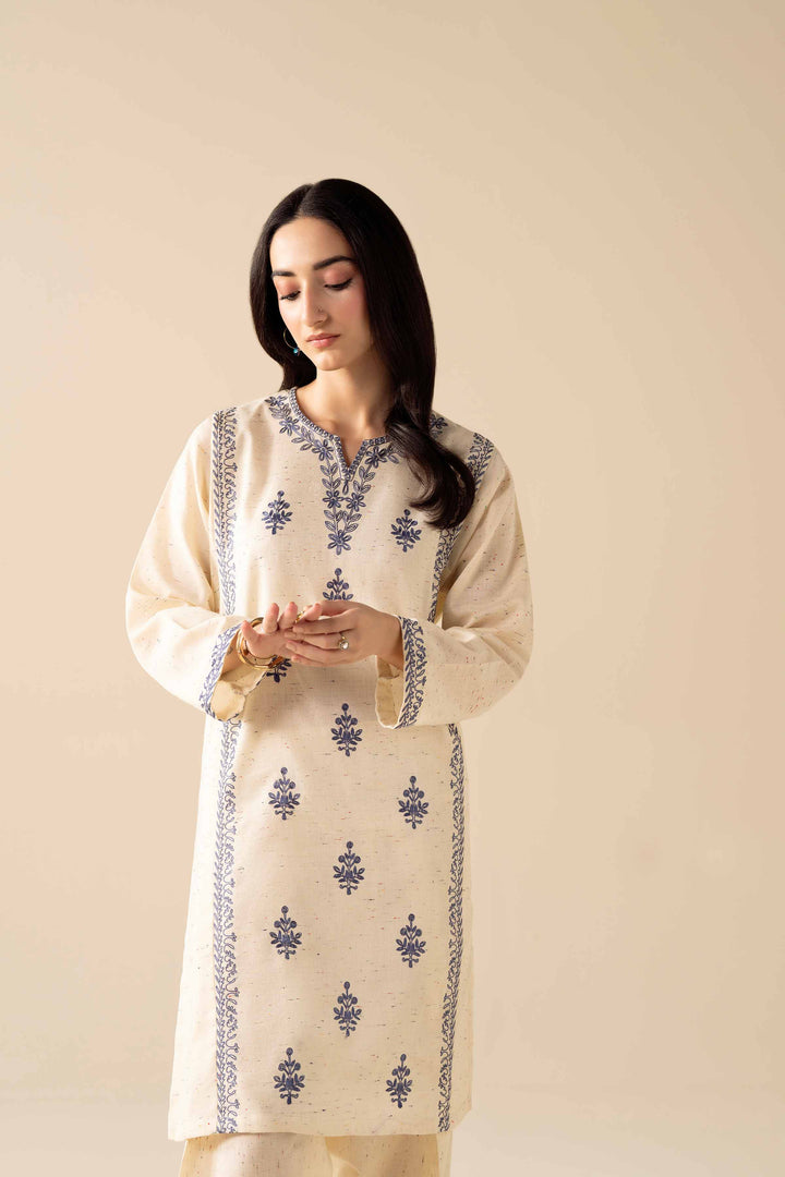 NishatUAE - Off White Embroidered Khaddar 2-piece Ready To Wear Dress