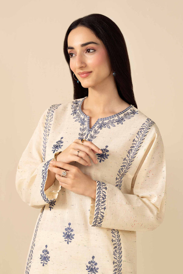 NishatUAE - Off White Embroidered Khaddar 2-piece Ready To Wear Dress