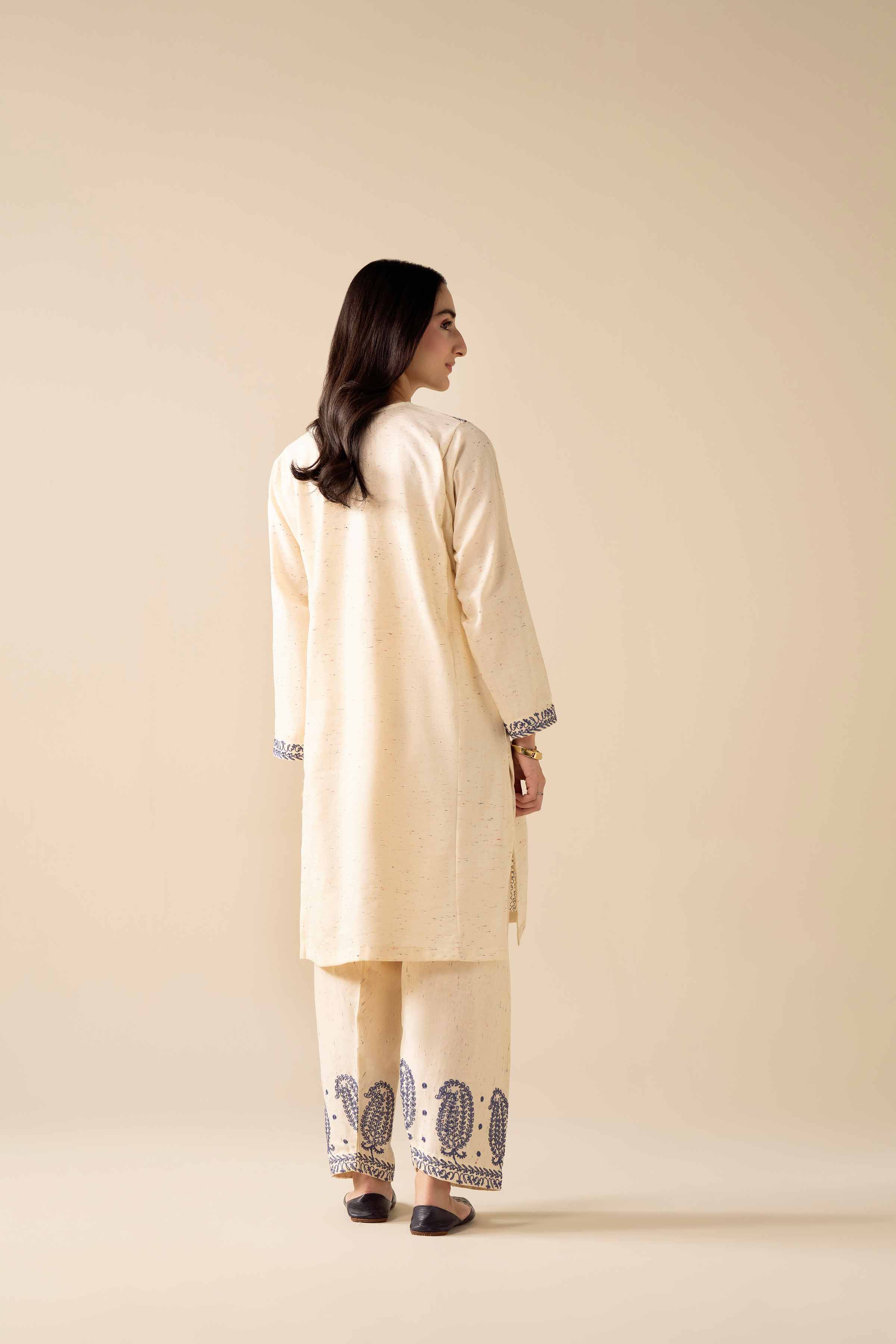 NishatUAE - Off White Embroidered Khaddar 2-piece Ready To Wear Dress