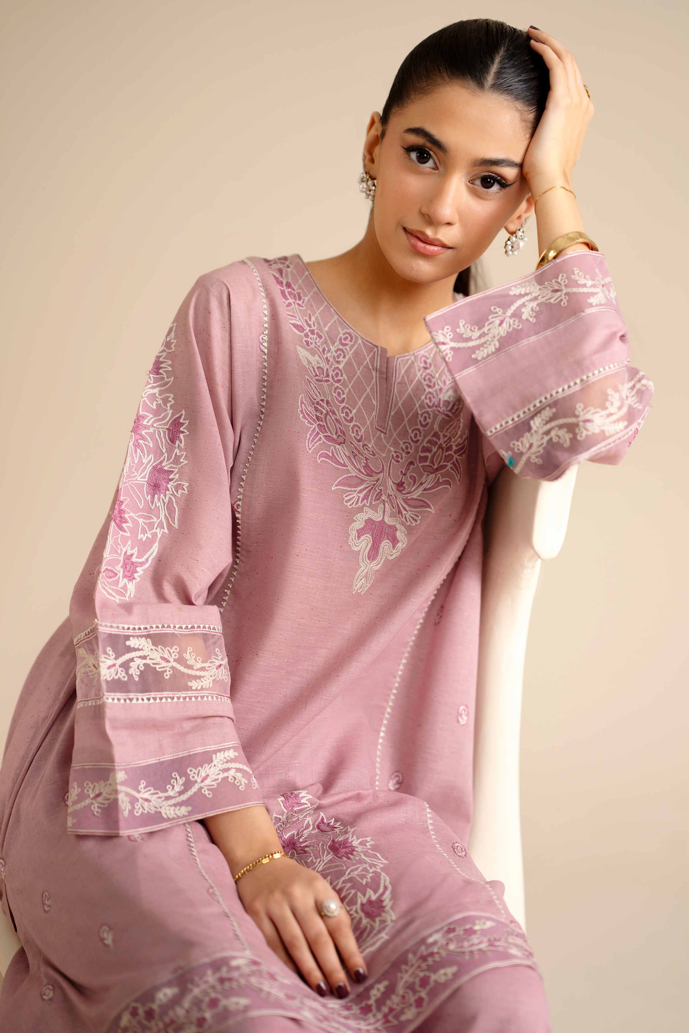 NISHATUAE - Purple Embroidered Khaddar 2-piece Ready to wear Dress