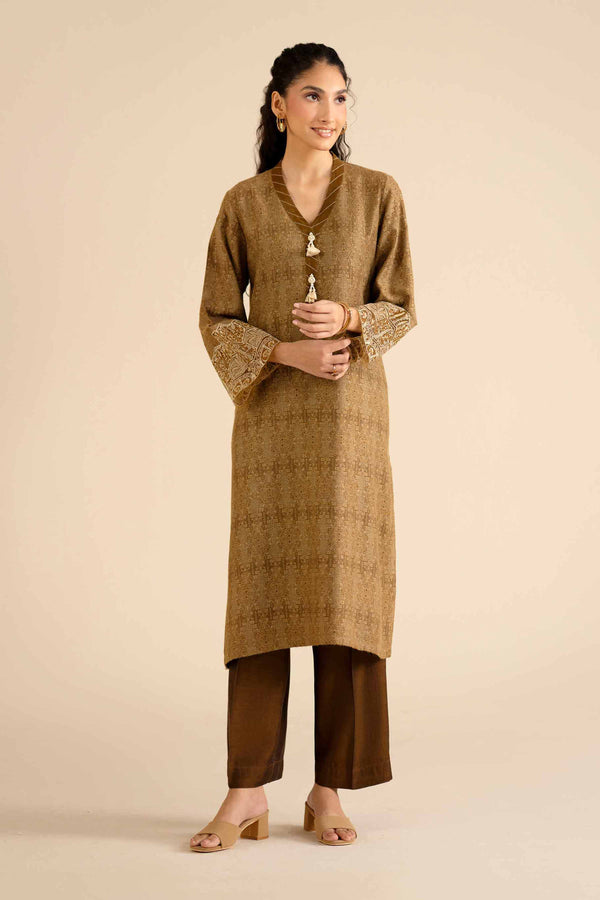 NISHATUAE - Green Embroidered Jamawar 2-piece Ready to wear Dress