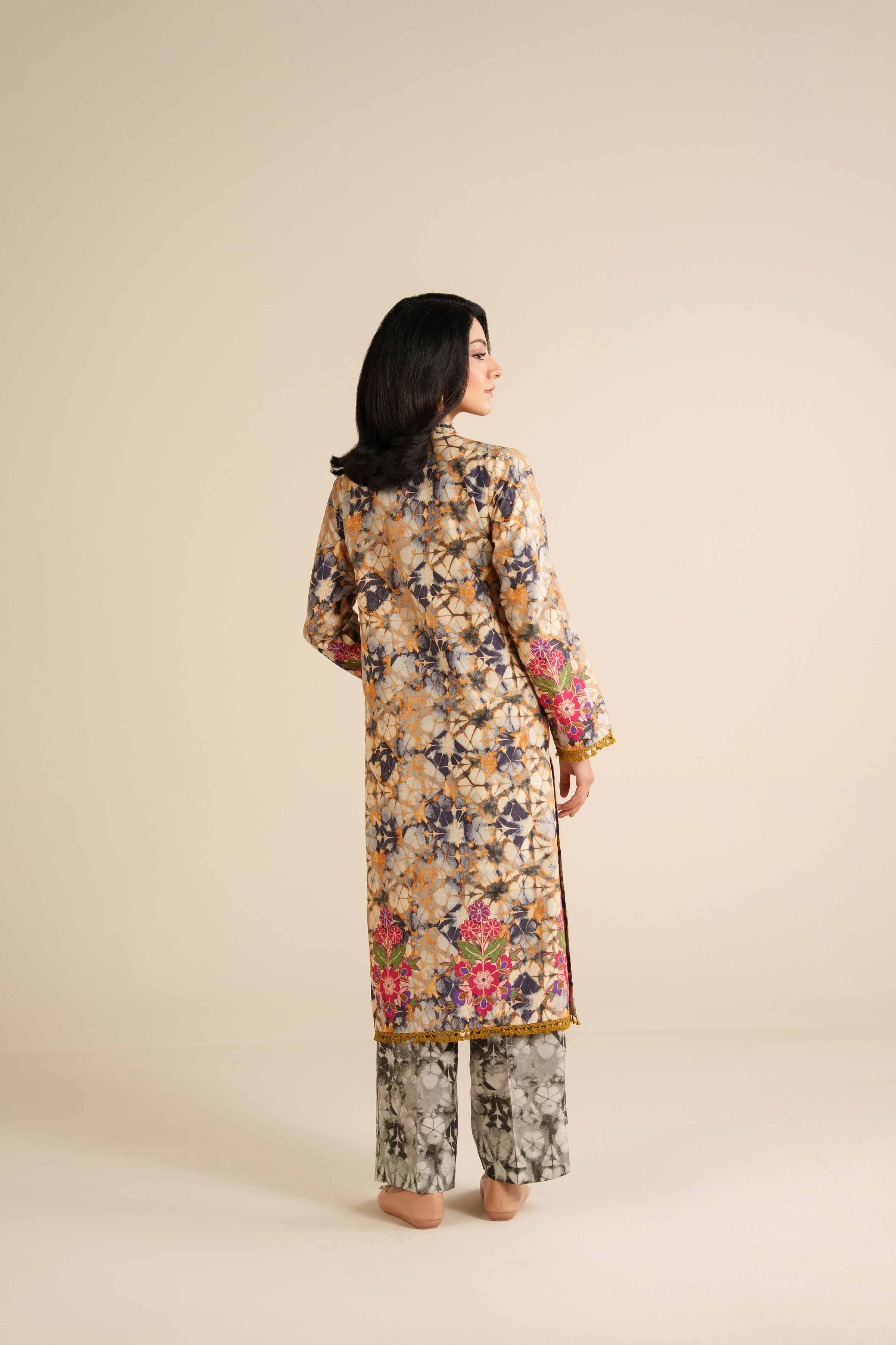 NISHATUAE - Beige Printed Tropical 2-piece Ready to wear Dress