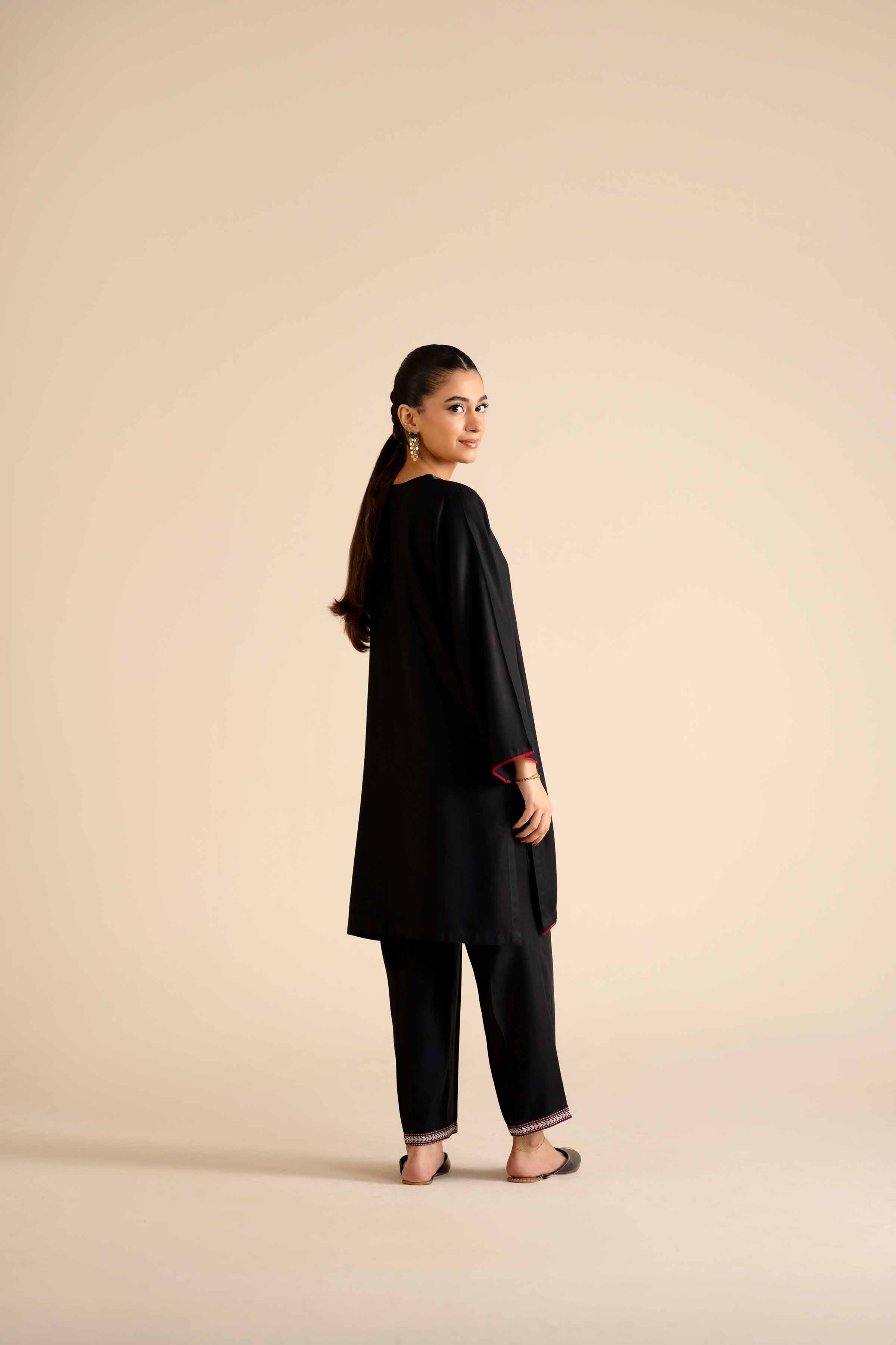NISHATUAE - Black Embroidered Marina 2-piece Ready to wear Dress
