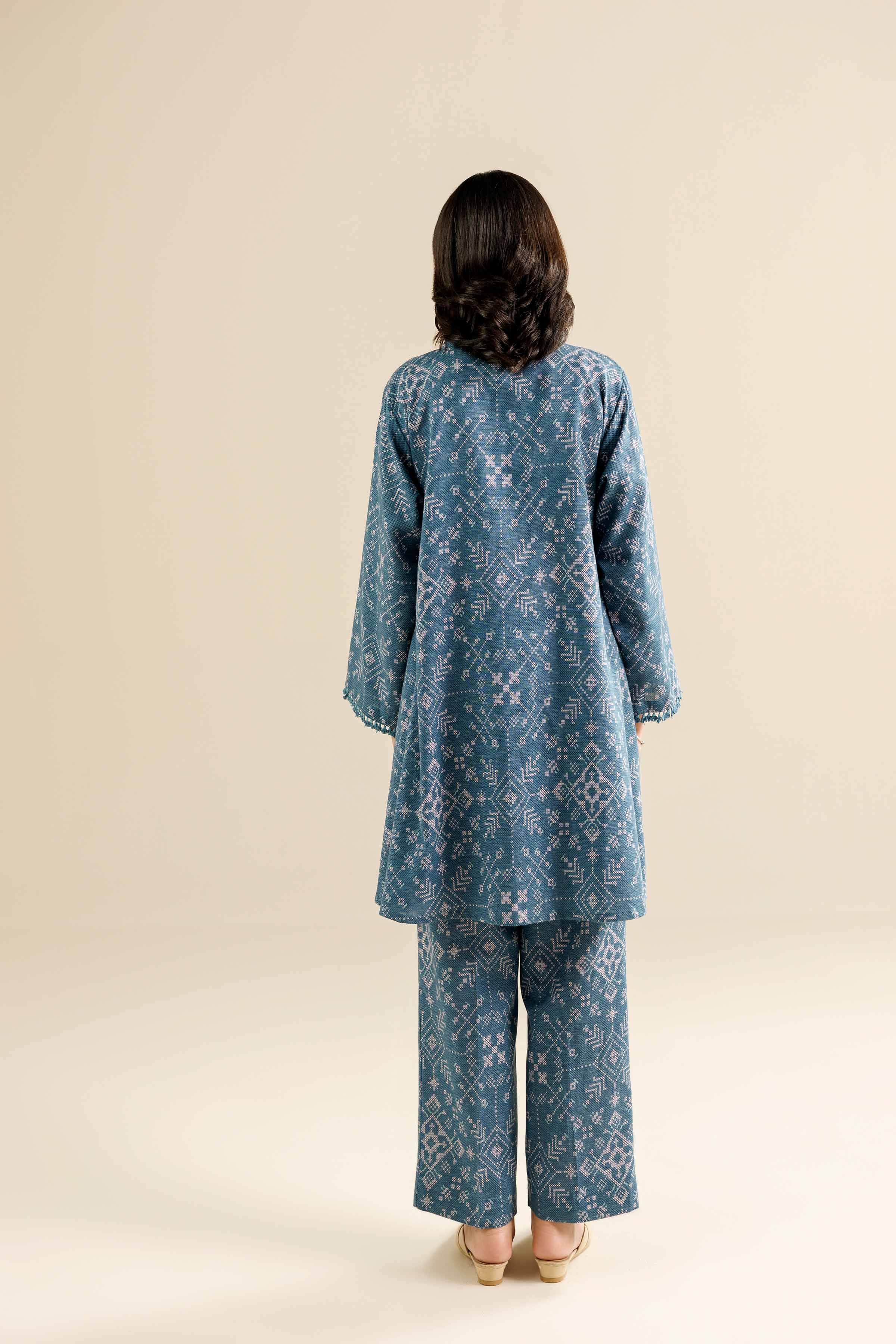 NISHATUAE - Blue Printed Karandi 2-piece Ready to wear Dress