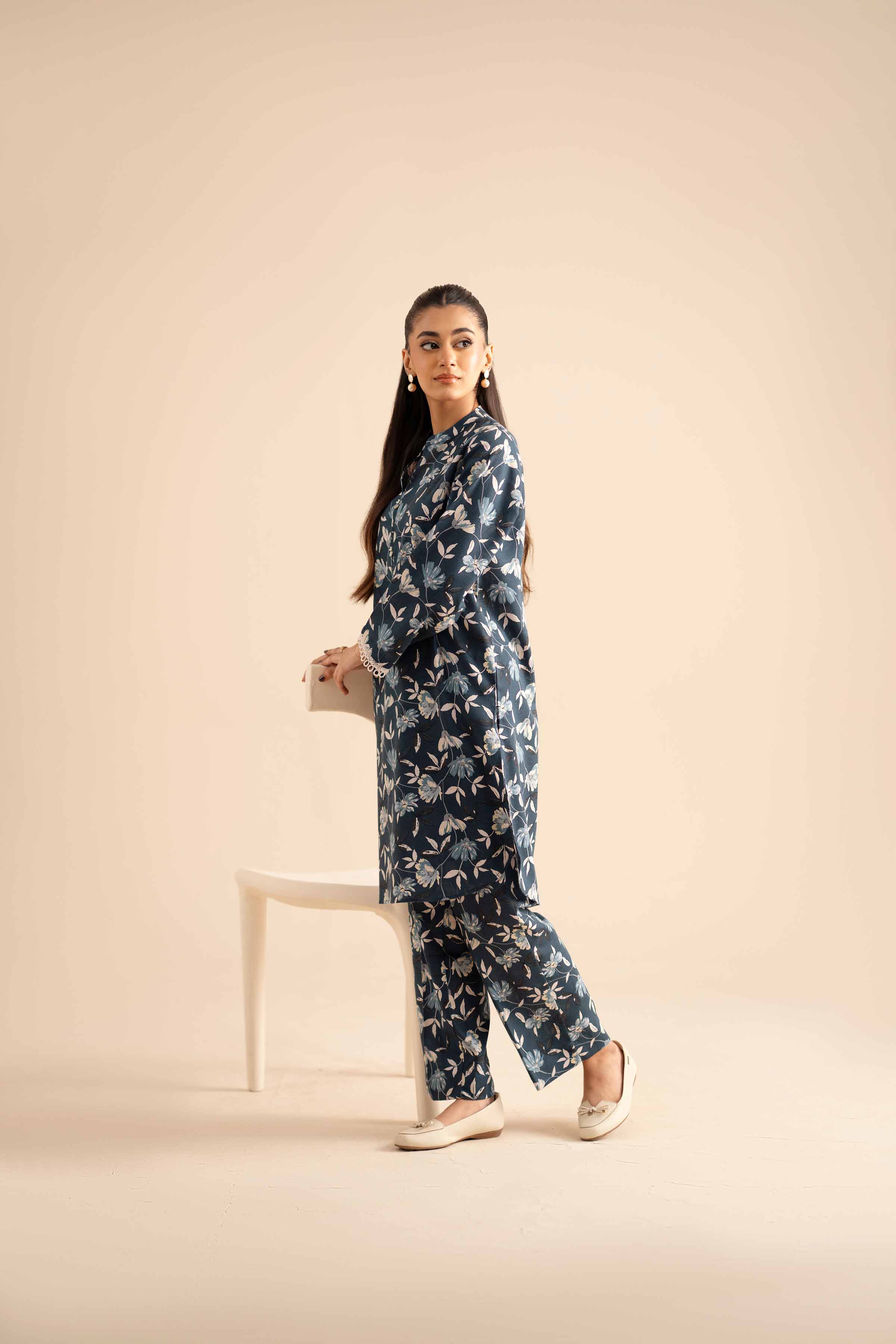 NISHATUAE - Blue Printed Karandi 2-piece Ready to wear Dress