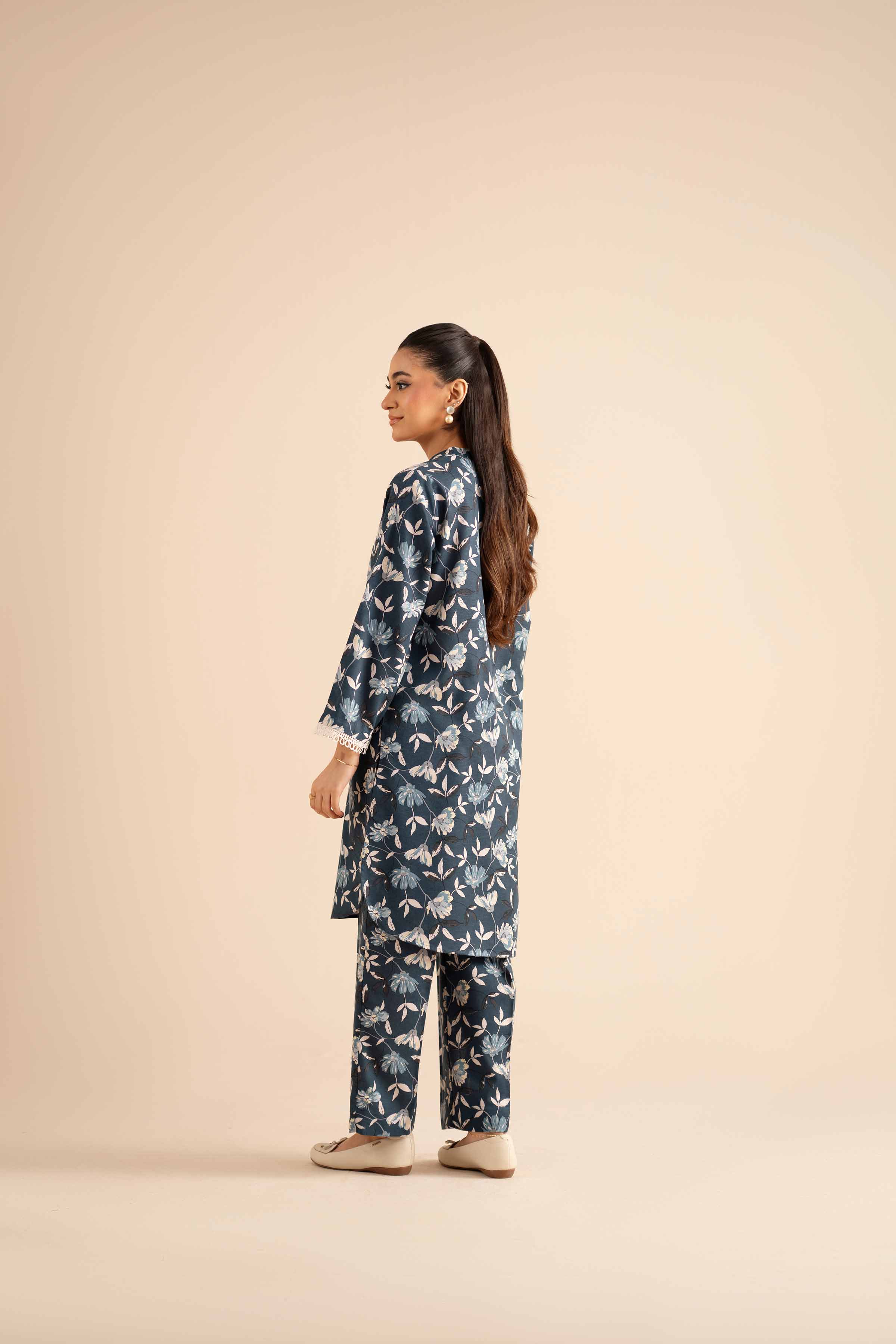 NISHATUAE - Blue Printed Karandi 2-piece Ready to wear Dress