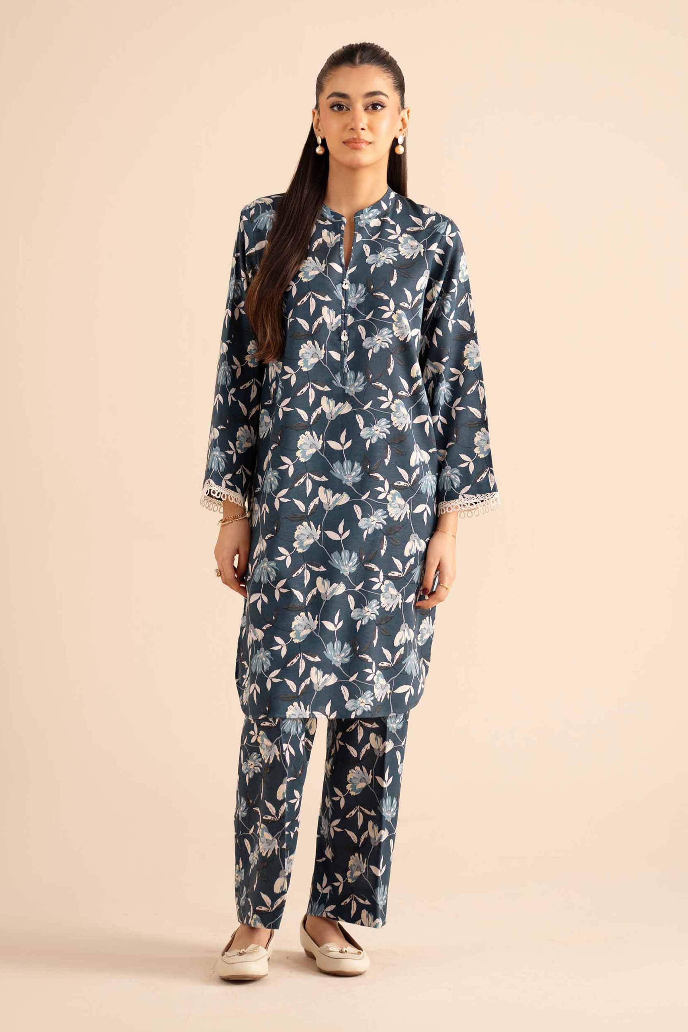 NISHATUAE - Blue Printed Karandi 2-piece Ready to wear Dress