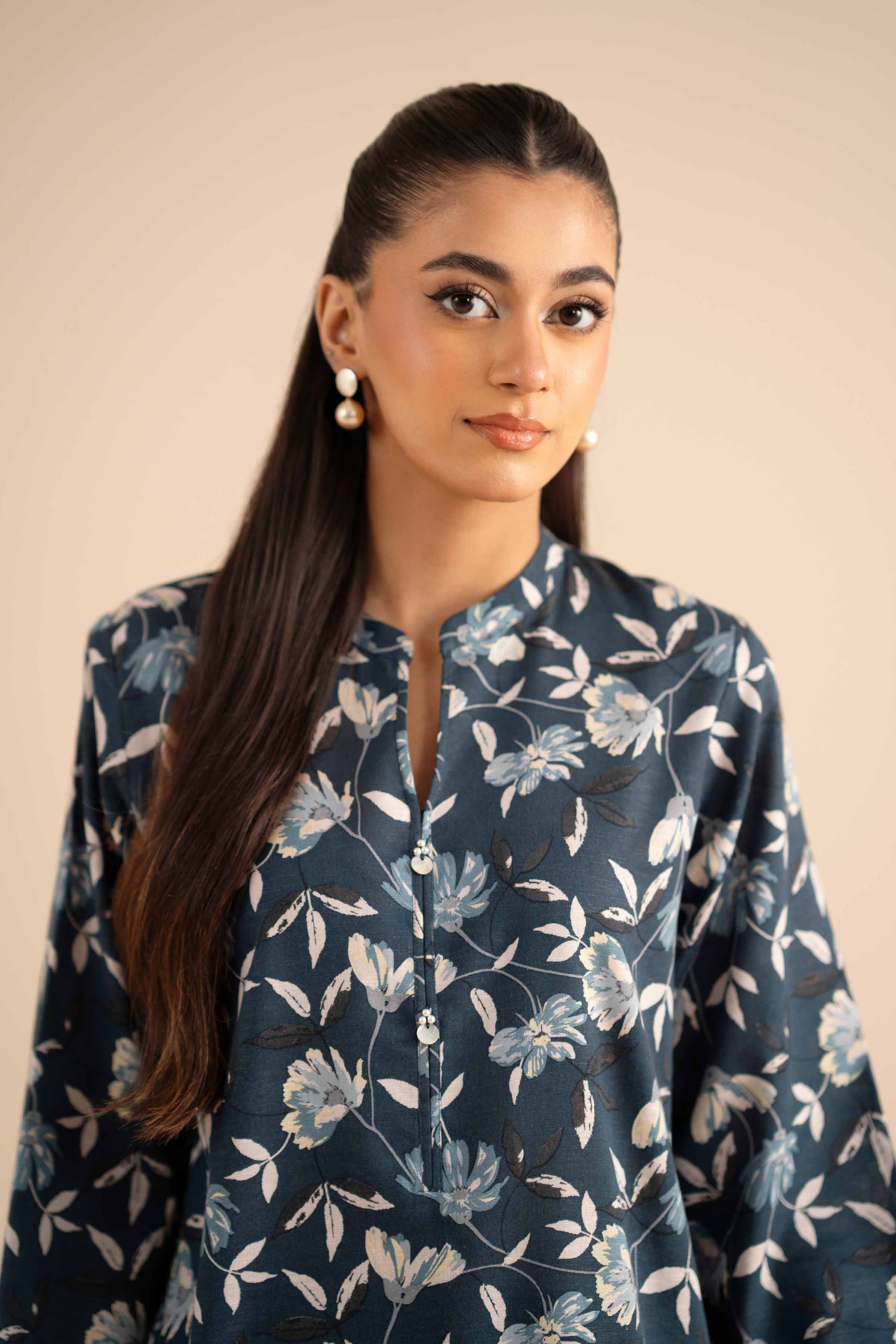 NISHATUAE - Blue Printed Karandi 2-piece Ready to wear Dress