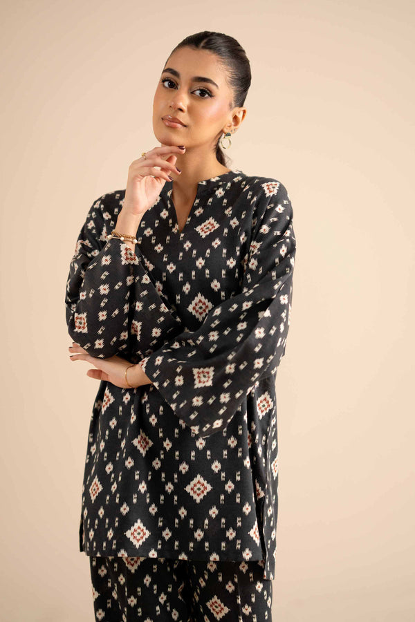 NISHATUAE - Black Printed Karandi 2-piece Ready to wear Dress
