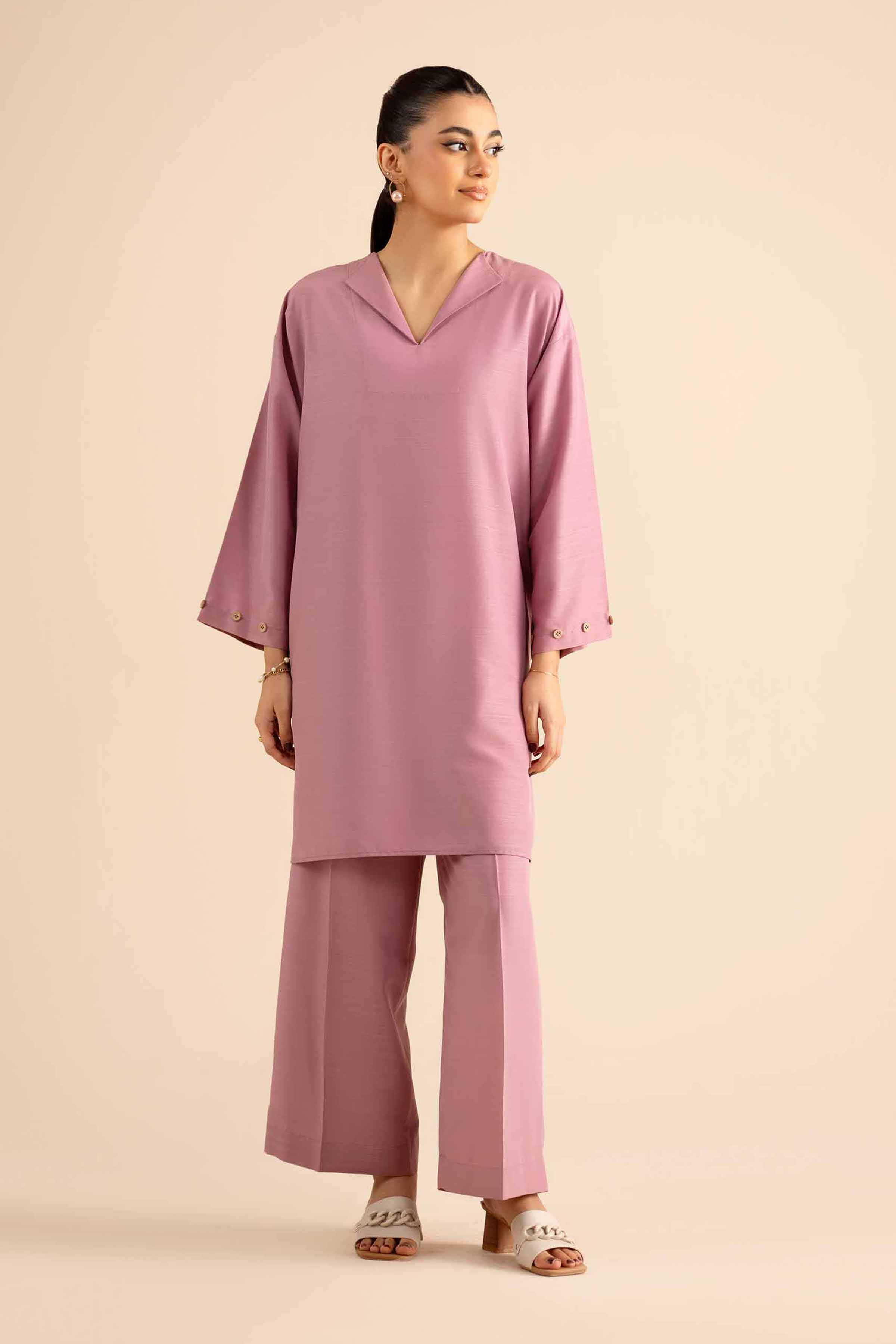 NISHATUAE - Pink Solids Silk 2-piece Ready to wear Dress