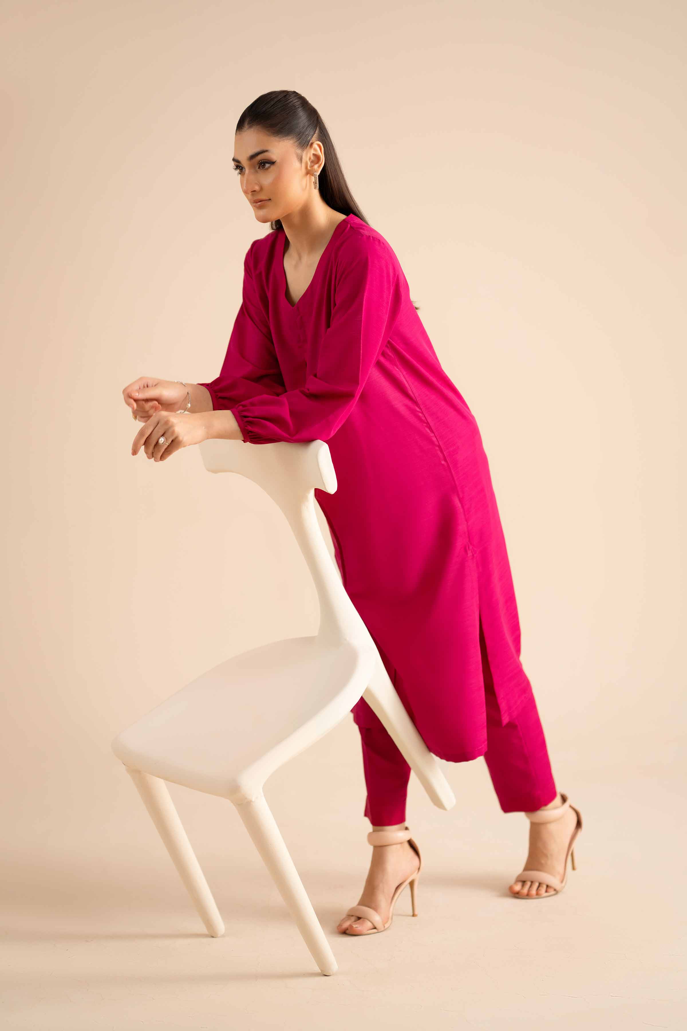 NishatUAE -  Pink Solids Silk 2-piece Ready to wear Dress