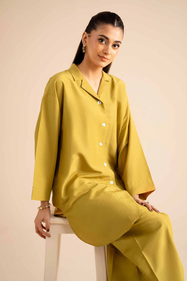 NISHATUAE - Olive Solids Silk 2-piece Ready to wear Dress
