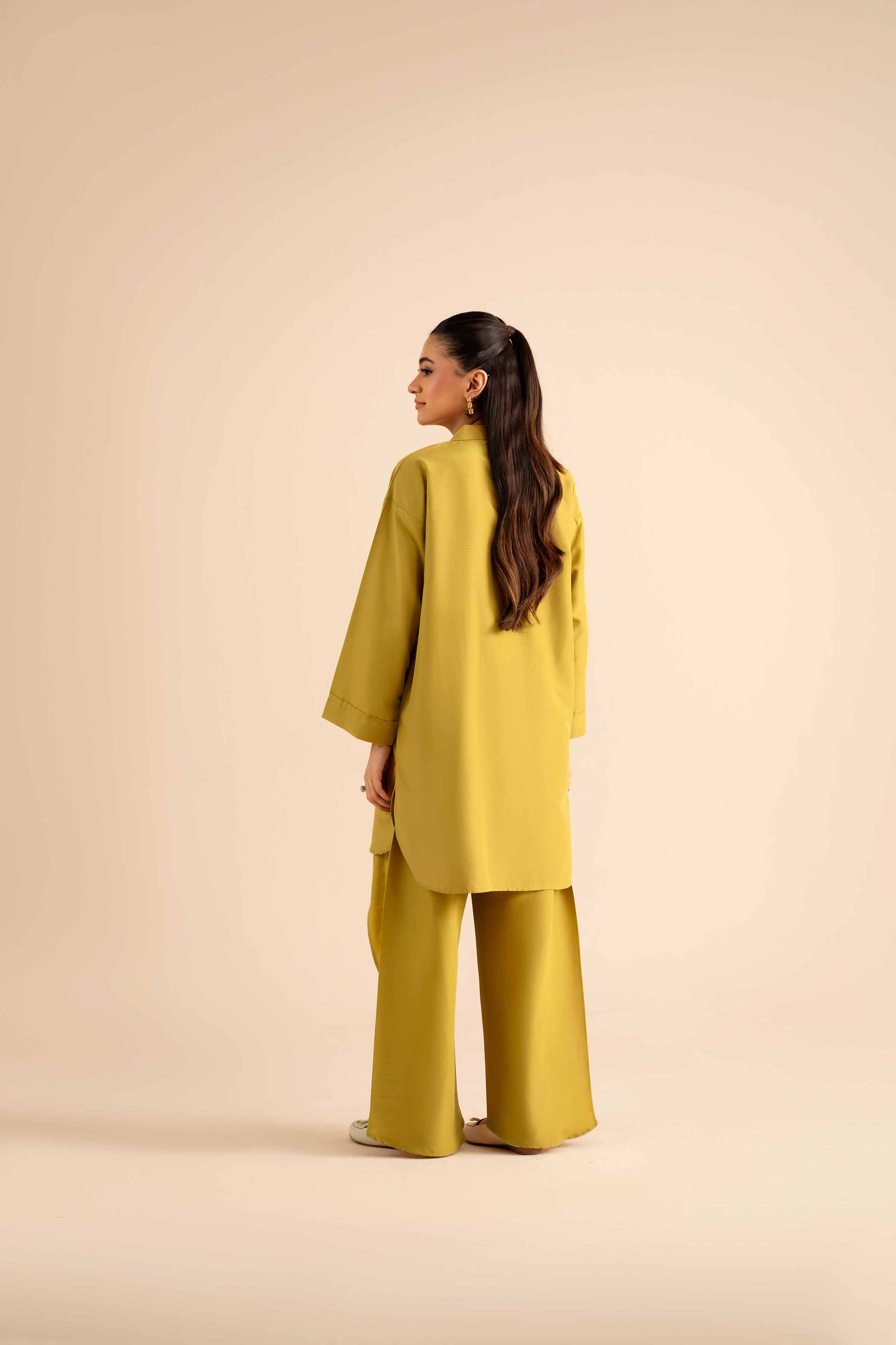 NISHATUAE - Olive Solids Silk 2-piece Ready to wear Dress