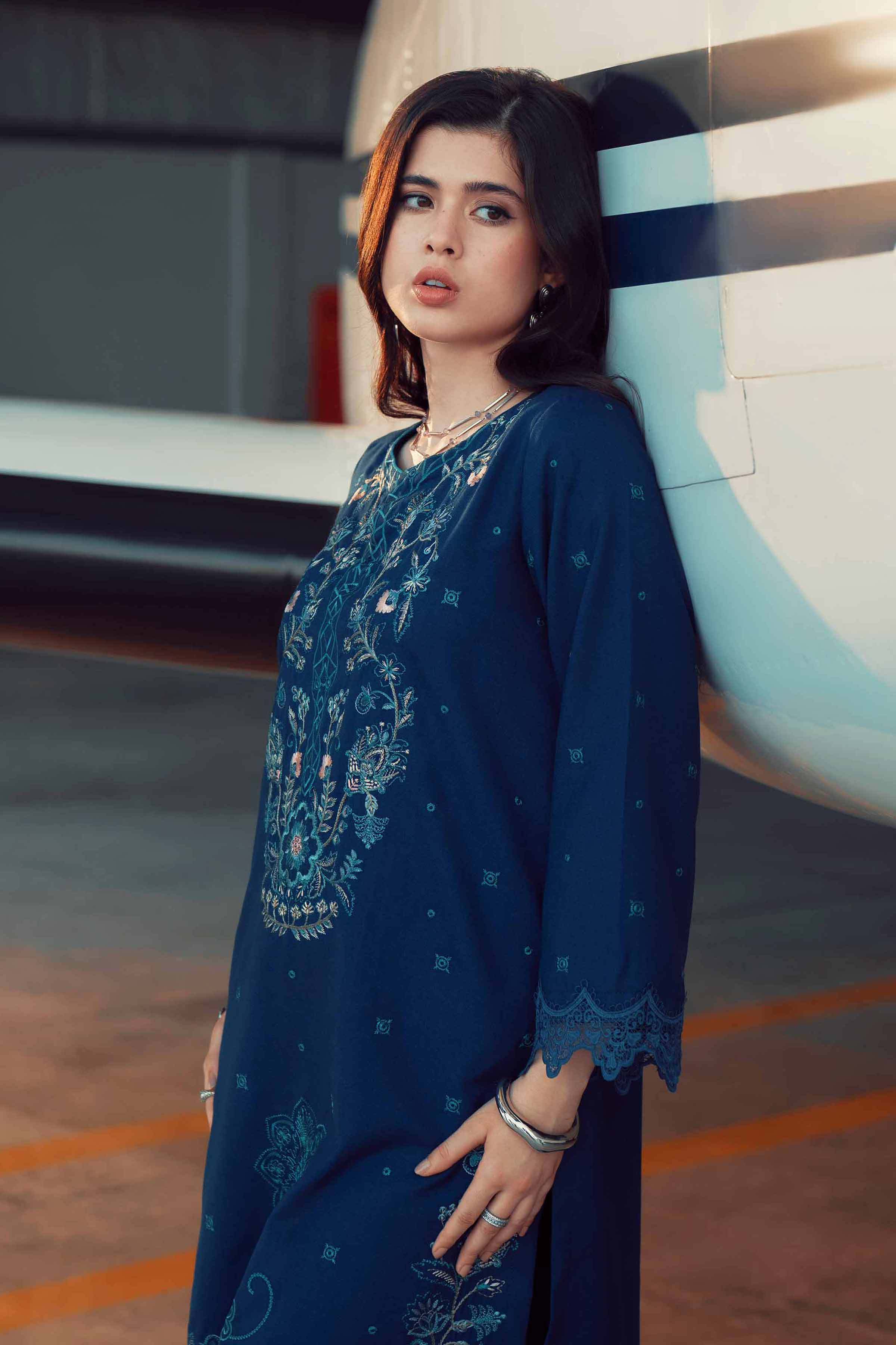 NISHATUAE - Blue Embroidered Poshak 2-piece Ready to wear Dress