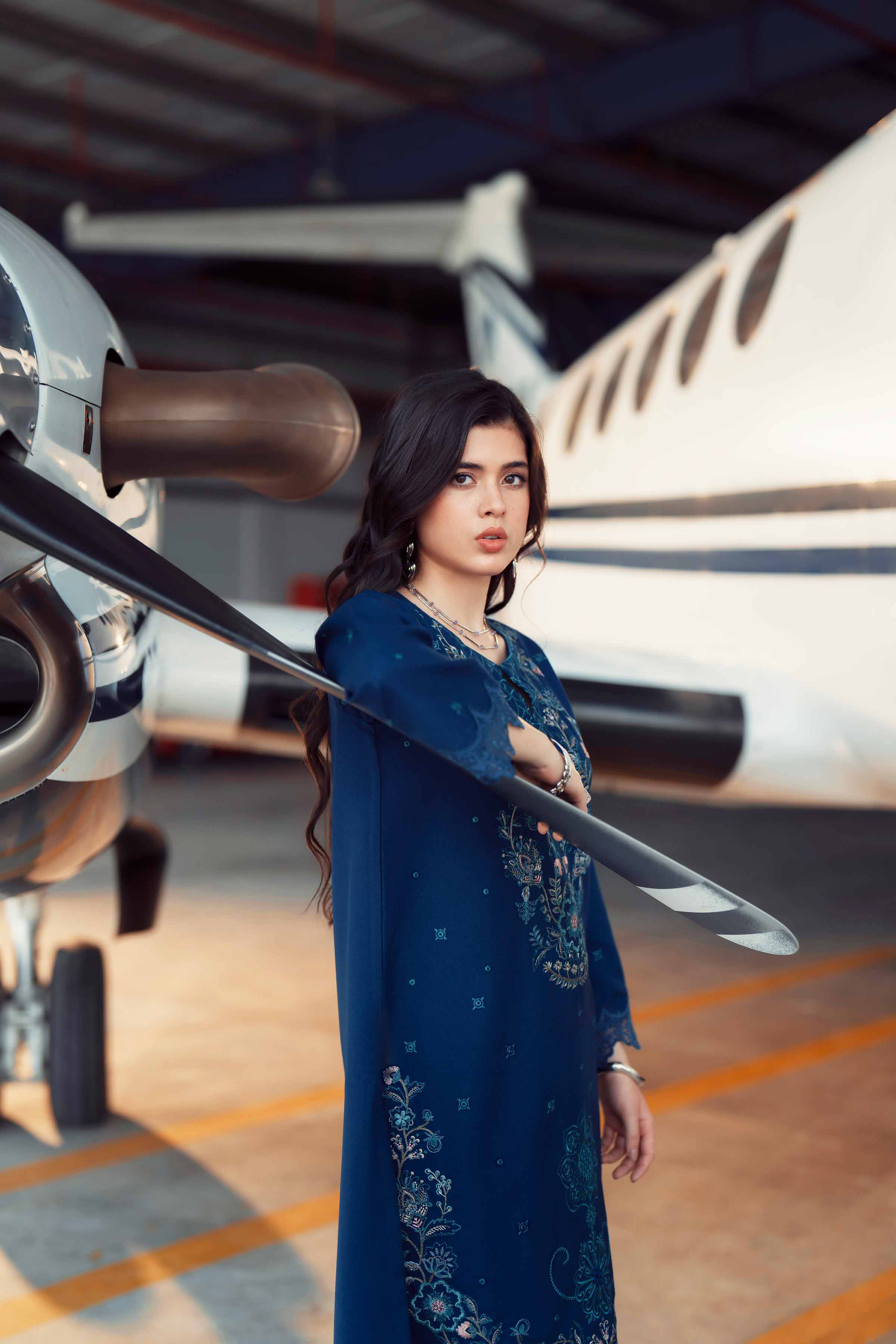 NISHATUAE - Blue Embroidered Poshak 2-piece Ready to wear Dress