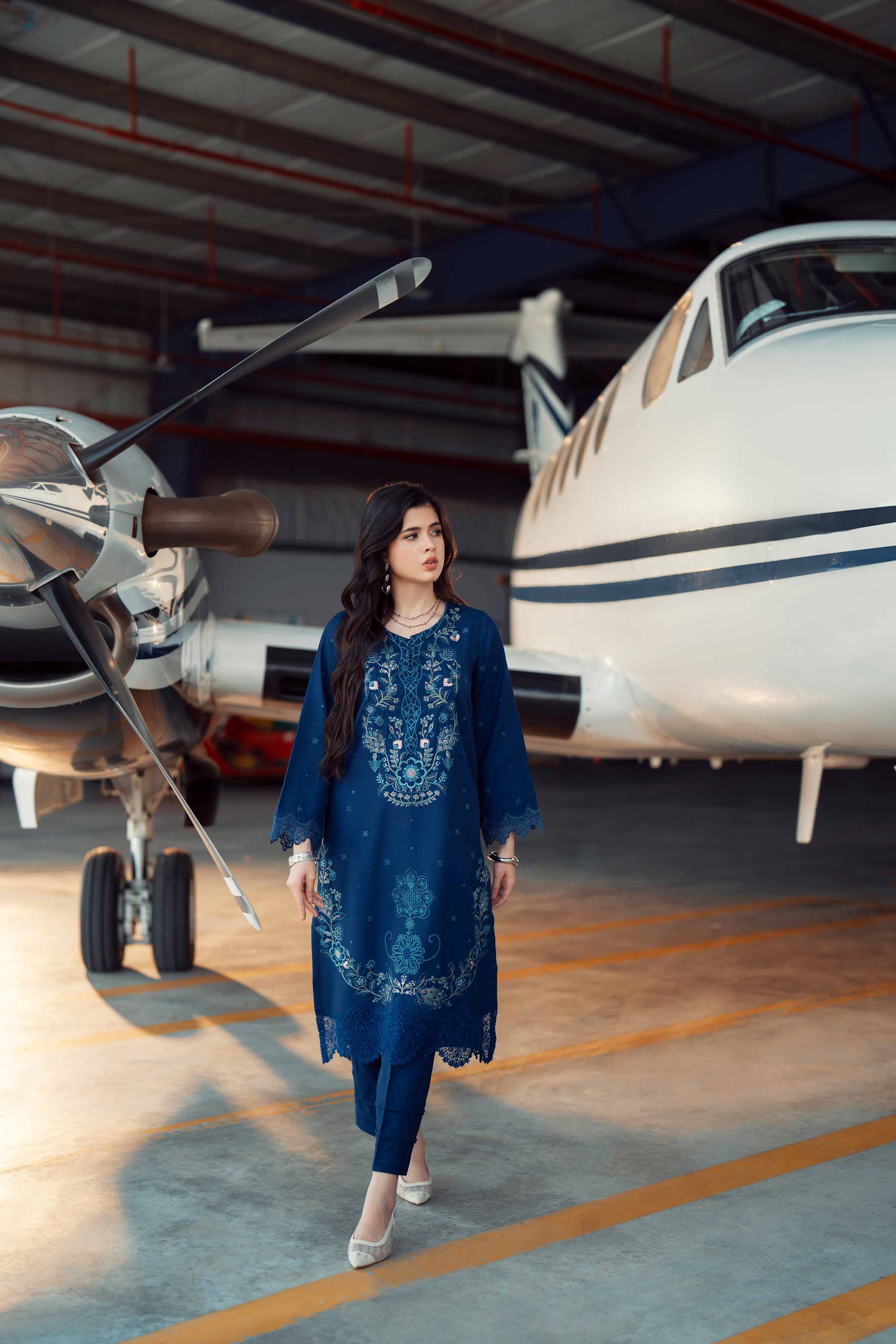 NISHATUAE - Blue Embroidered Poshak 2-piece Ready to wear Dress