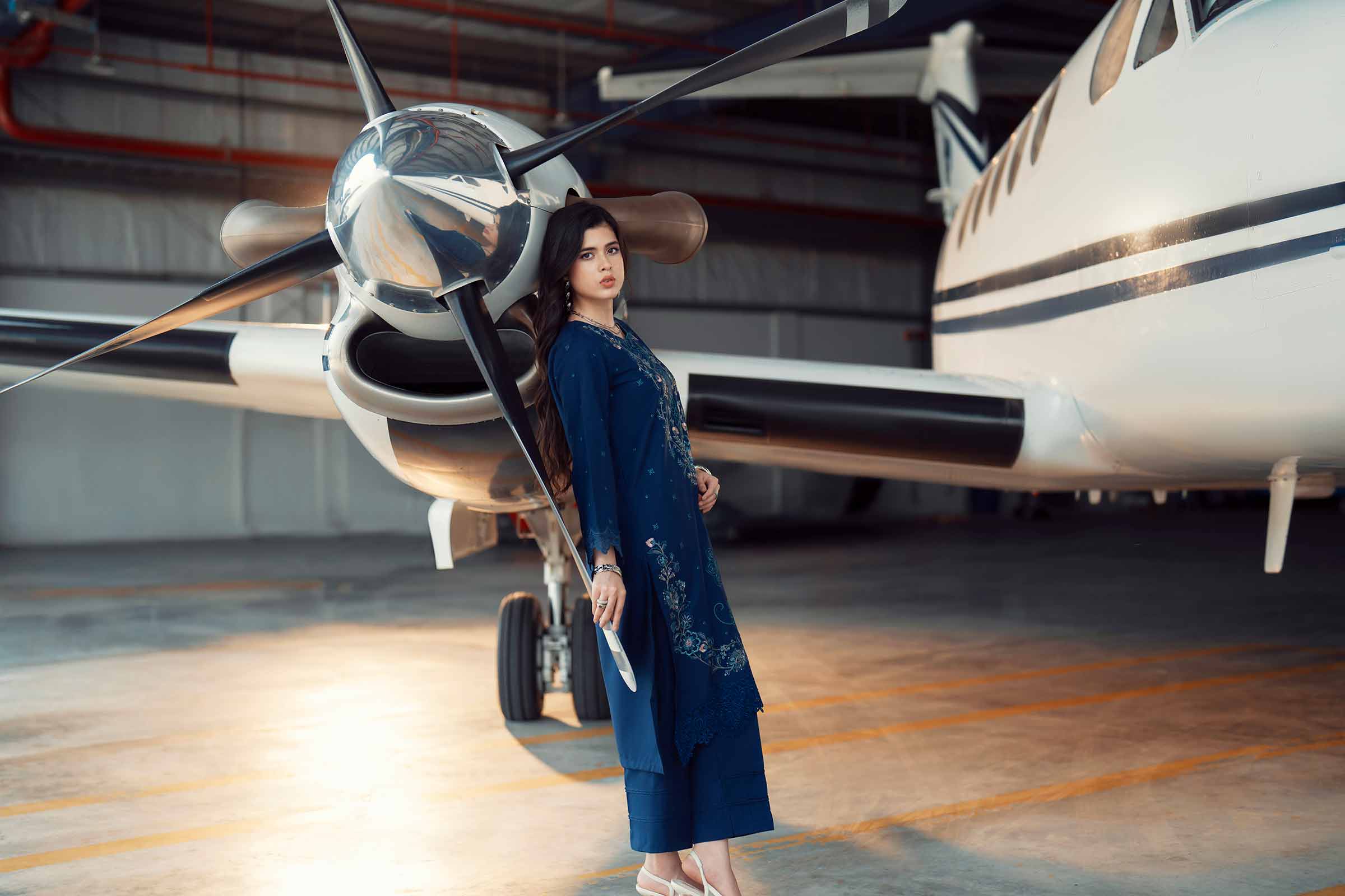 NISHATUAE - Blue Embroidered Poshak 2-piece Ready to wear Dress