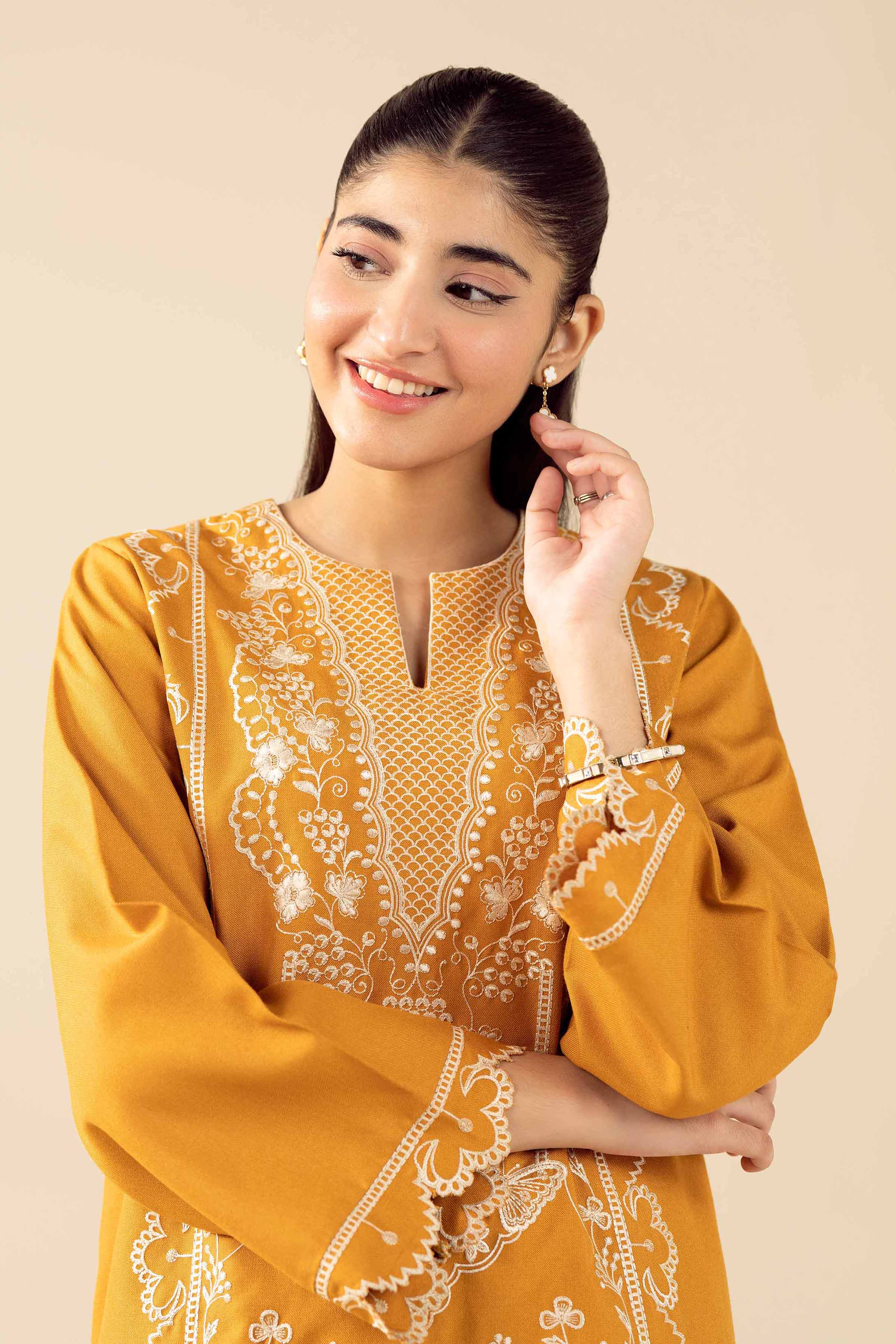 NishatUAE -  Yellow Embroidered Poshak 2-piece Ready to wear Dress