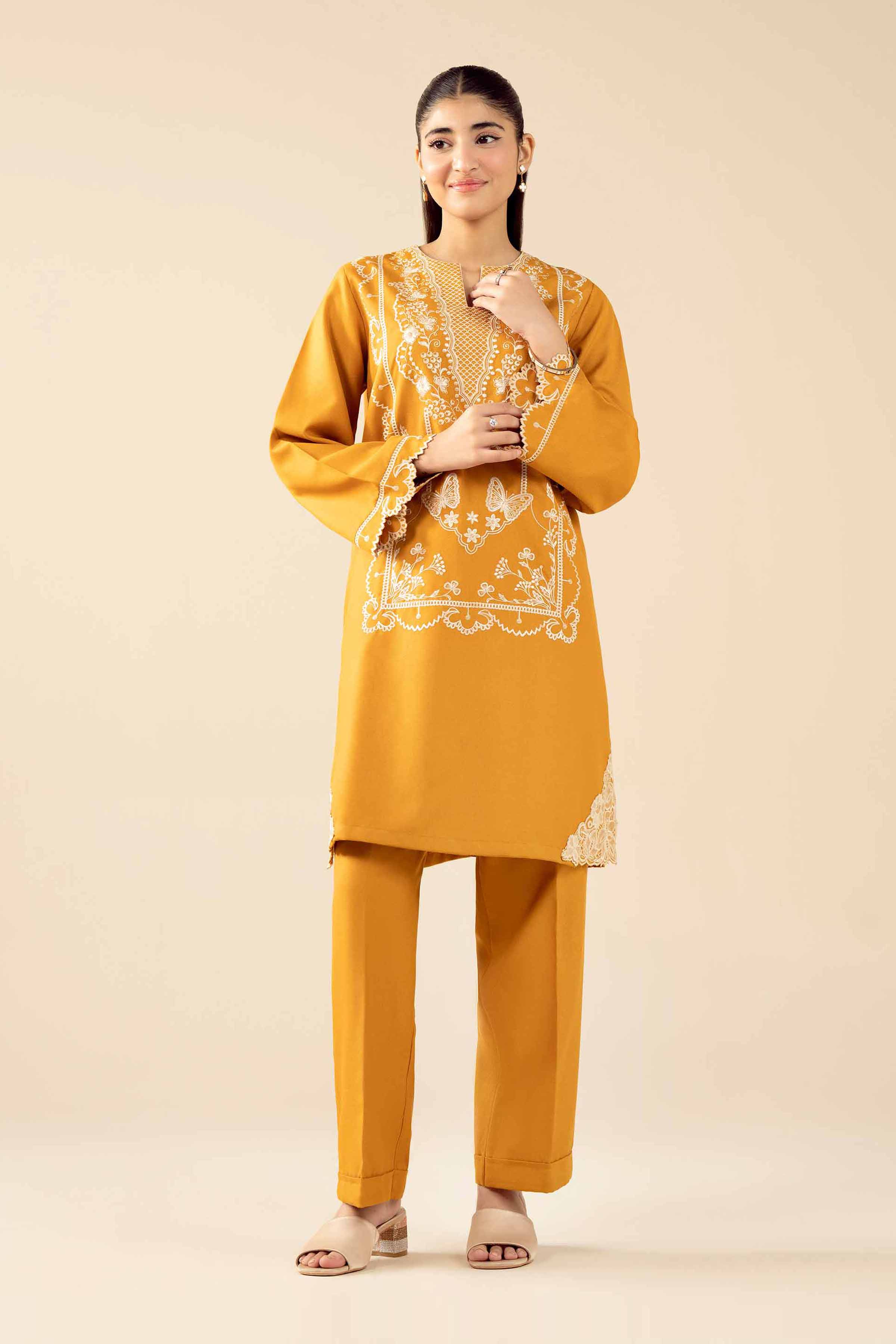 NishatUAE -  Yellow Embroidered Poshak 2-piece Ready to wear Dress