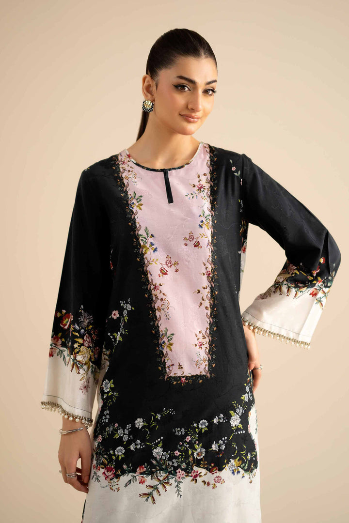NISHATUAE - Black Printed Jacquard 2-piece Ready to wear Dress
