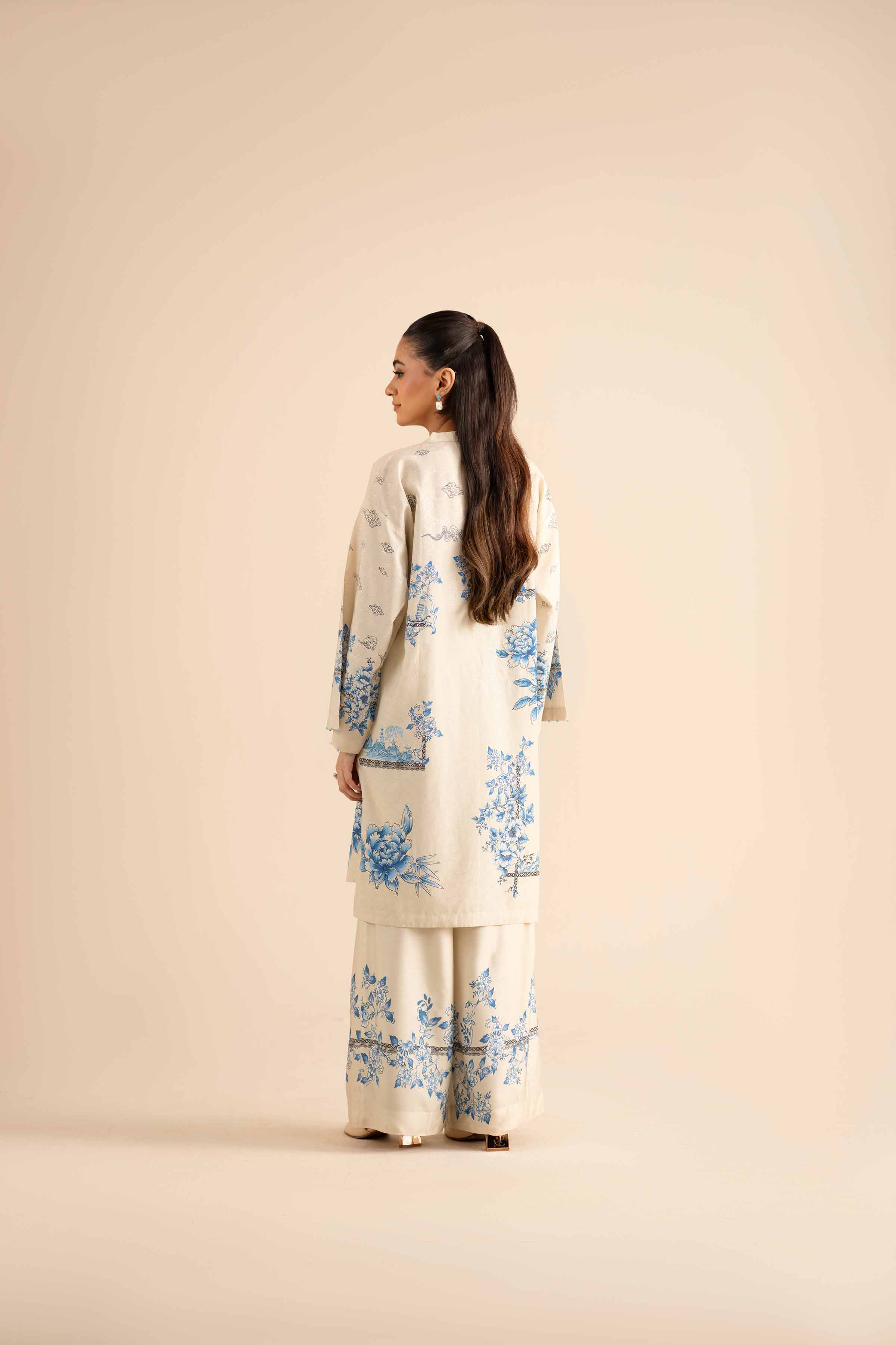 NISHATUAE - Beige Printed Jacquard 2-piece Ready to wear Dress