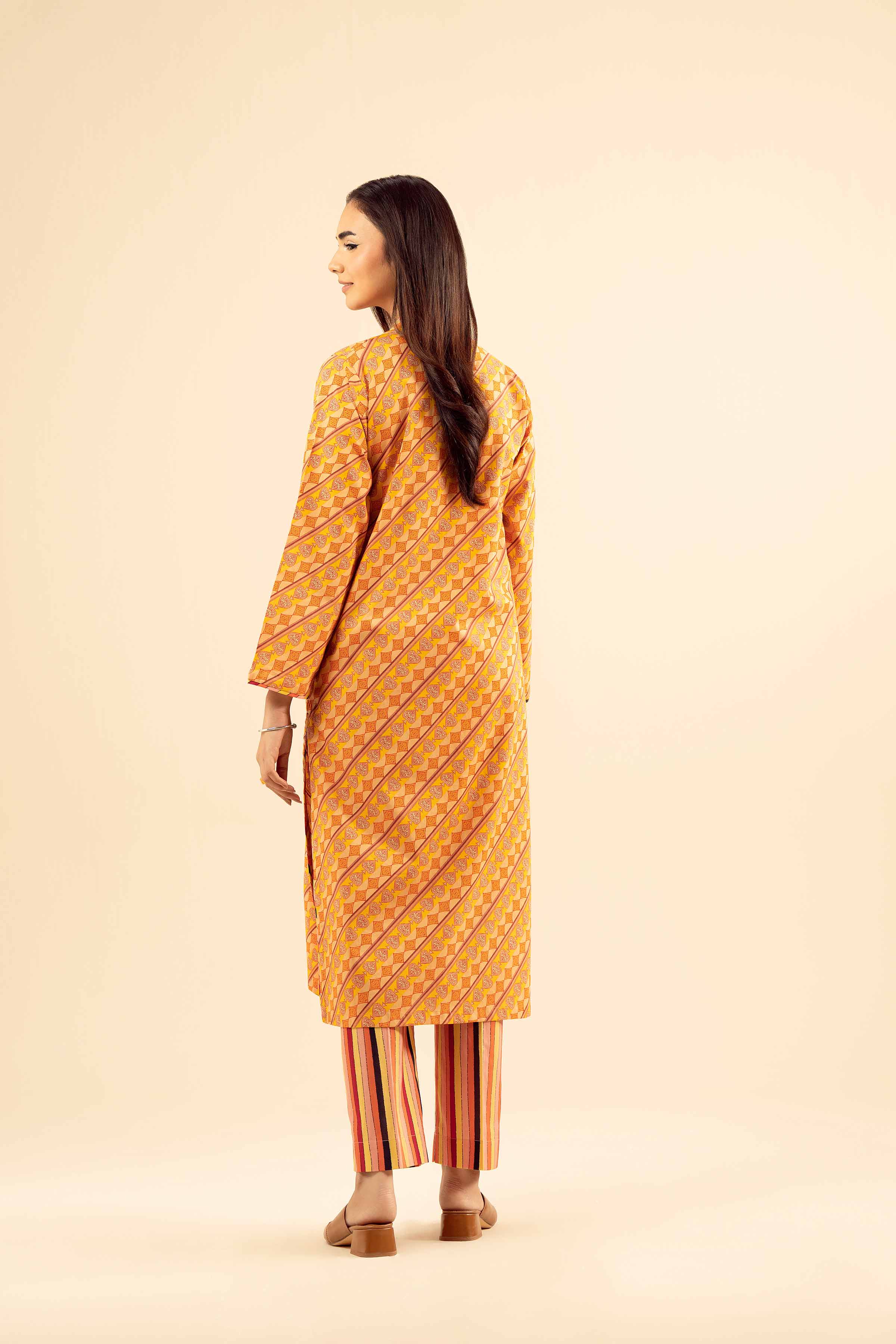 NishatUAE - Orange Embroidered Cambric 2-piece Ready To Wear Dress