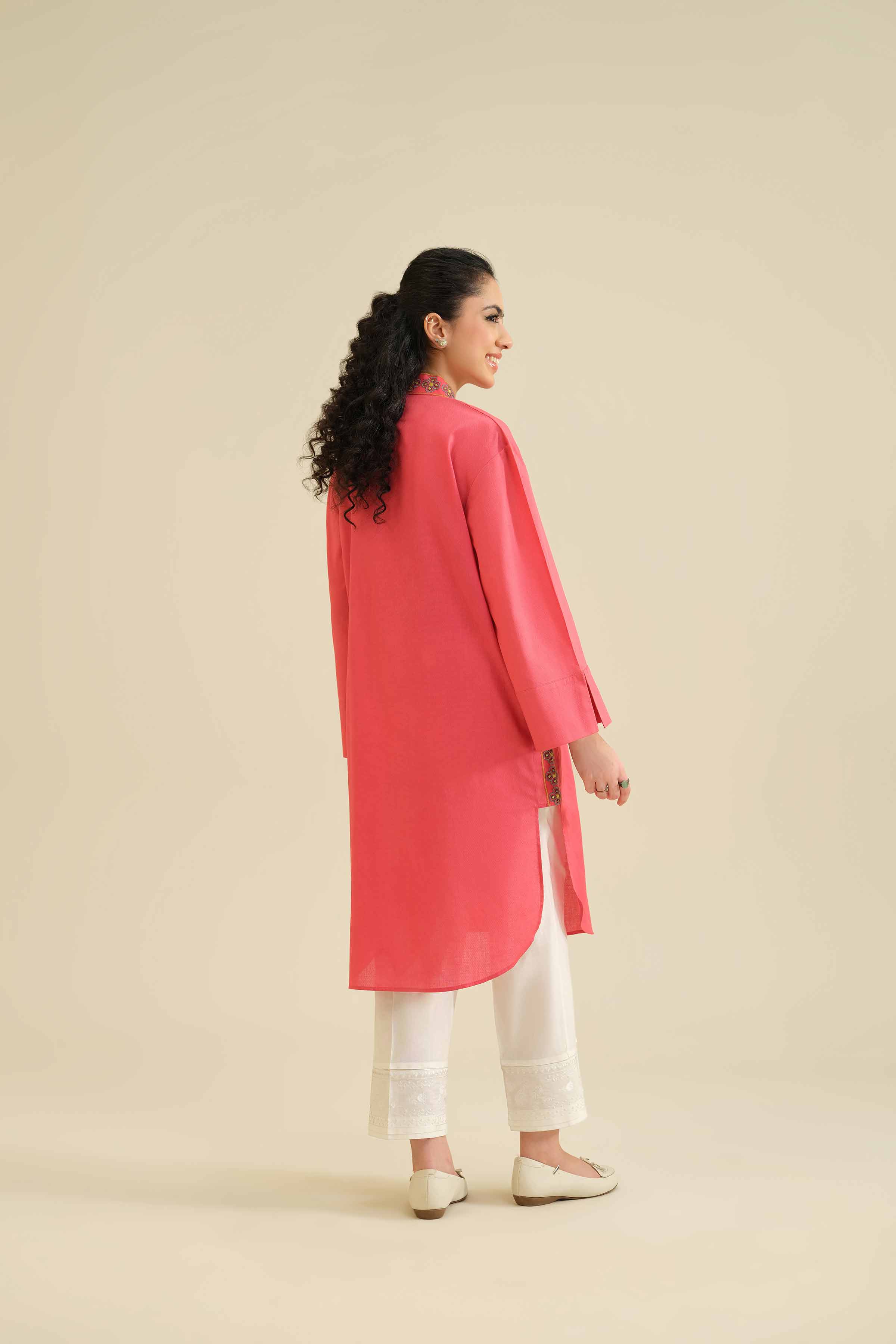 NISHATUAE - Pink Embroidered Cambric Ready to wear Shirt