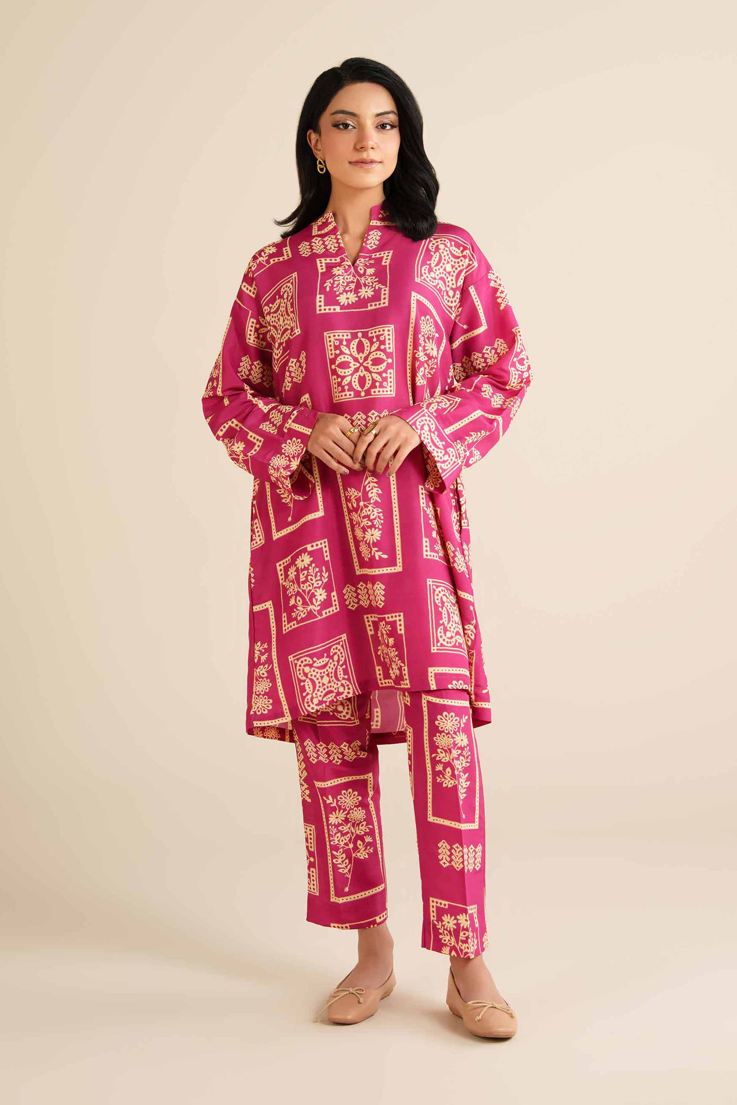 NISHATUAE - Pink Printed Swiss Lawn 2-piece Ready to wear Dress
