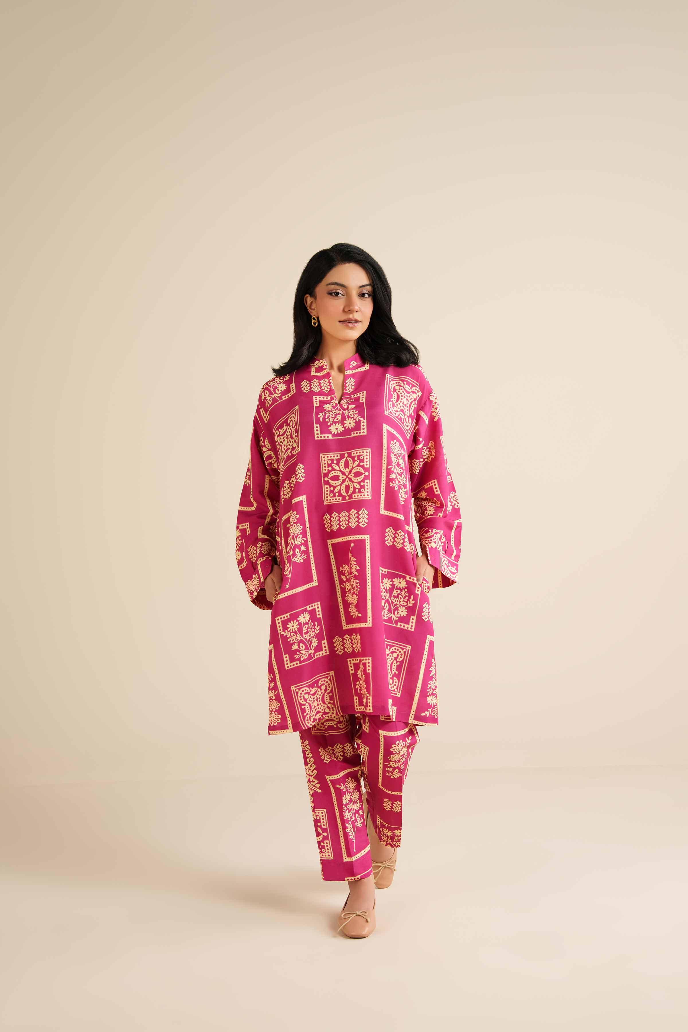 NISHATUAE - Pink Printed Swiss Lawn 2-piece Ready to wear Dress