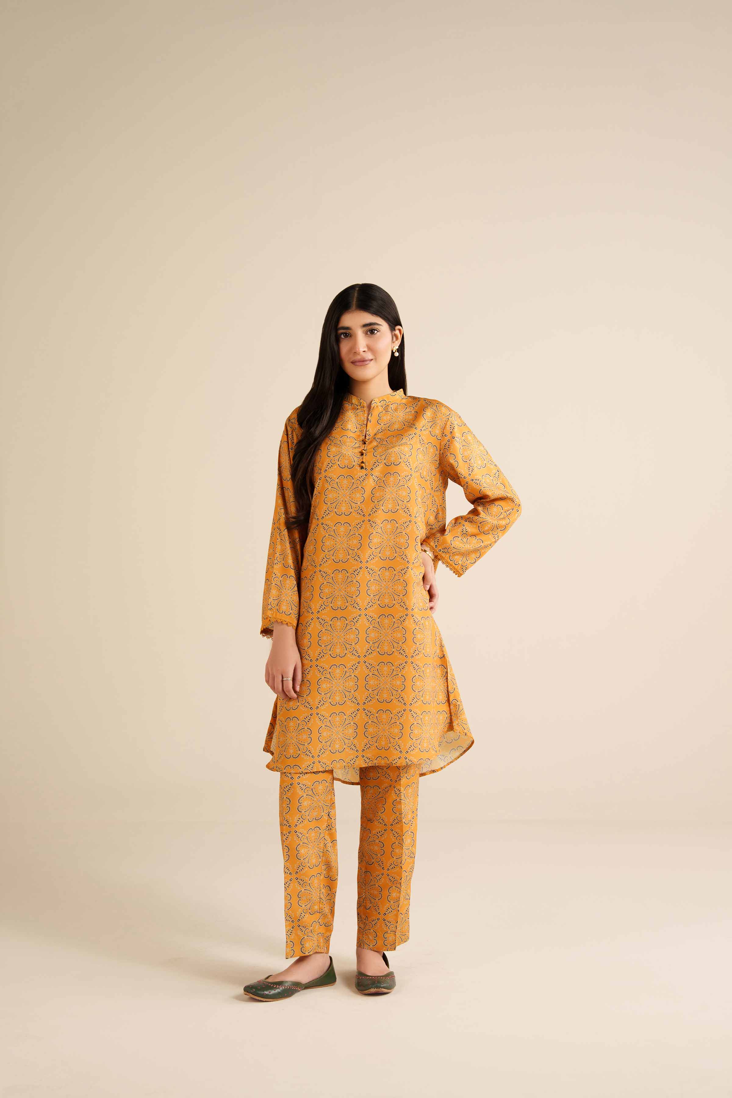 NISHATUAE - Orange Printed Swiss Lawn 2-piece Ready to wear Dress
